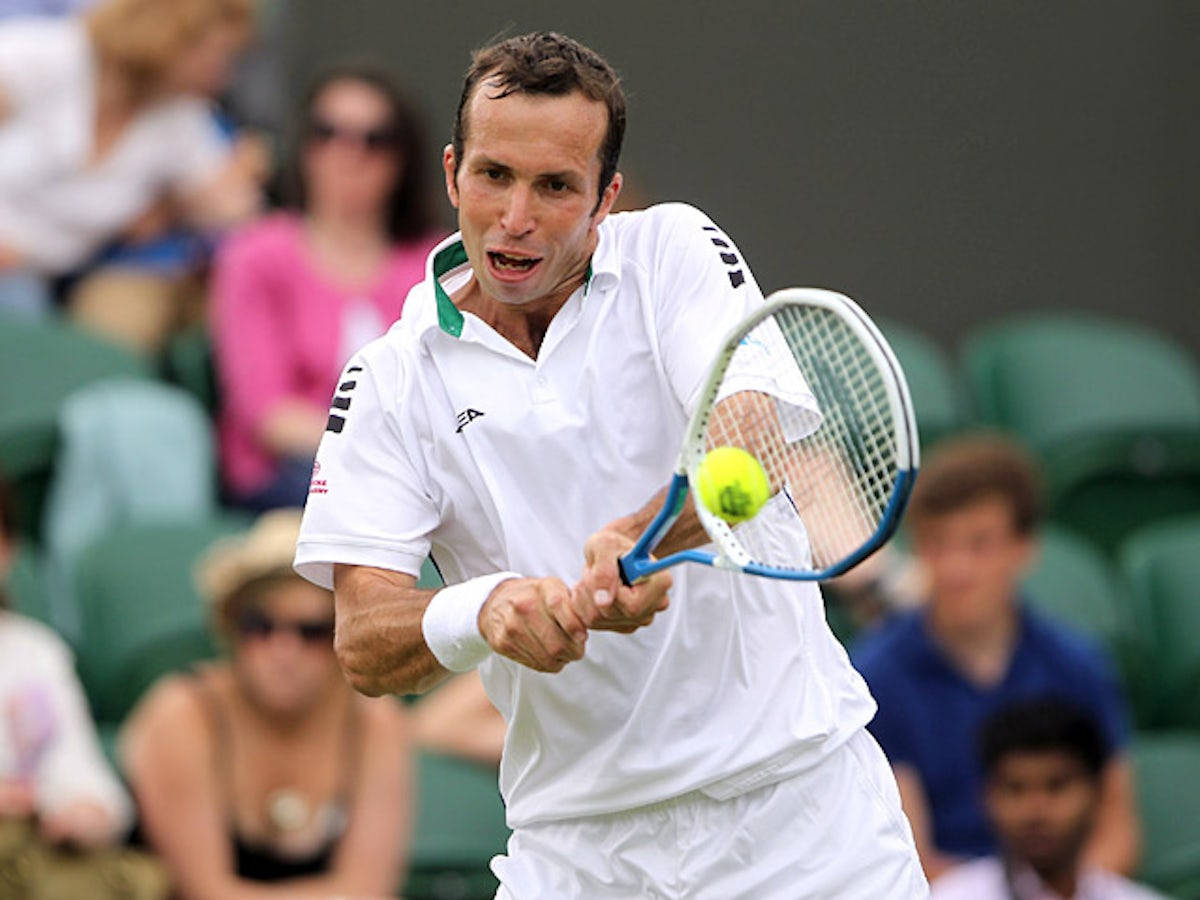 Radek Stepanek Hitting Tennis Ball Background