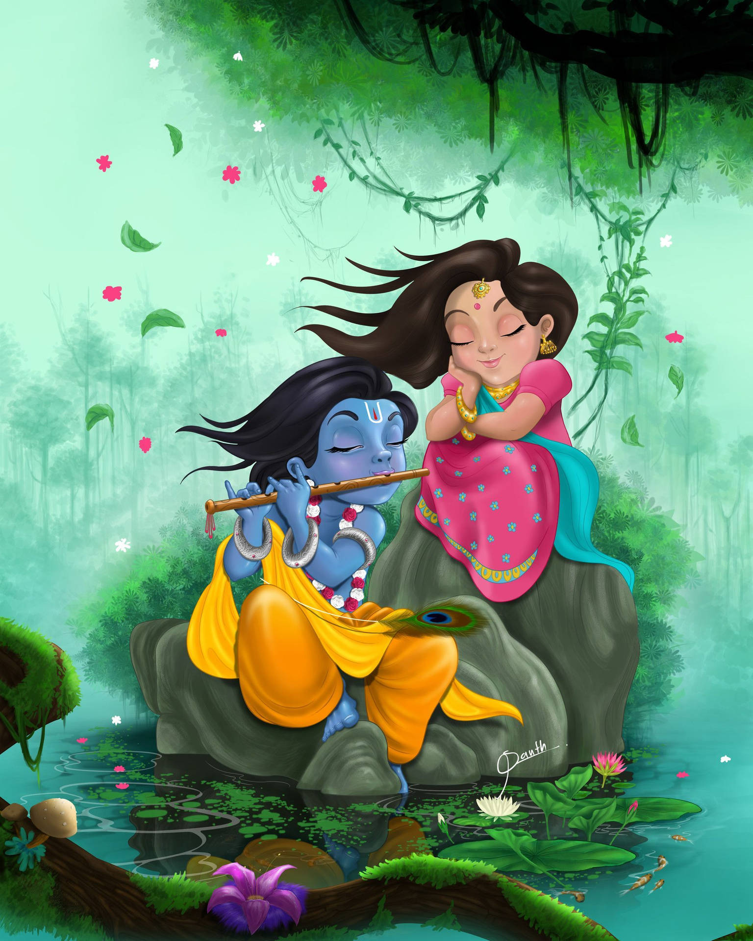 Radha And Cartoon Krishna Fanart