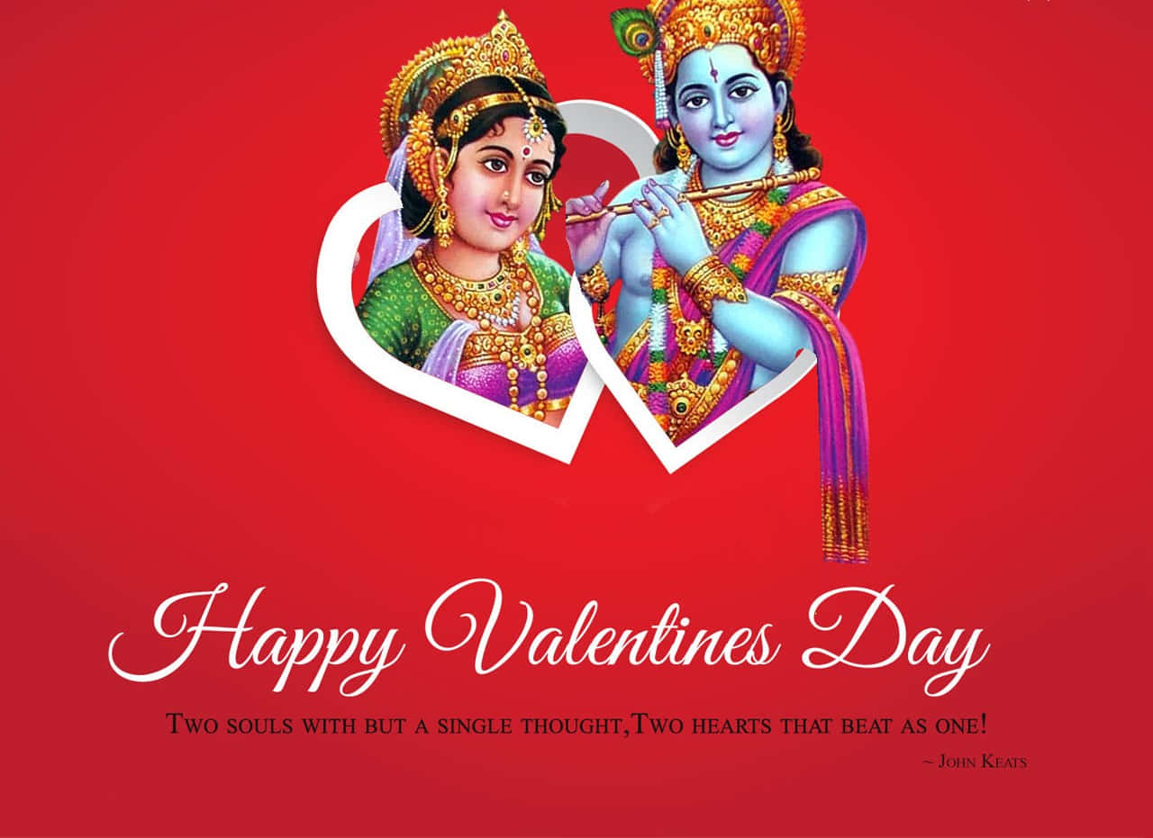 Radha And Krishna Cute Valentines Day Illustration Background