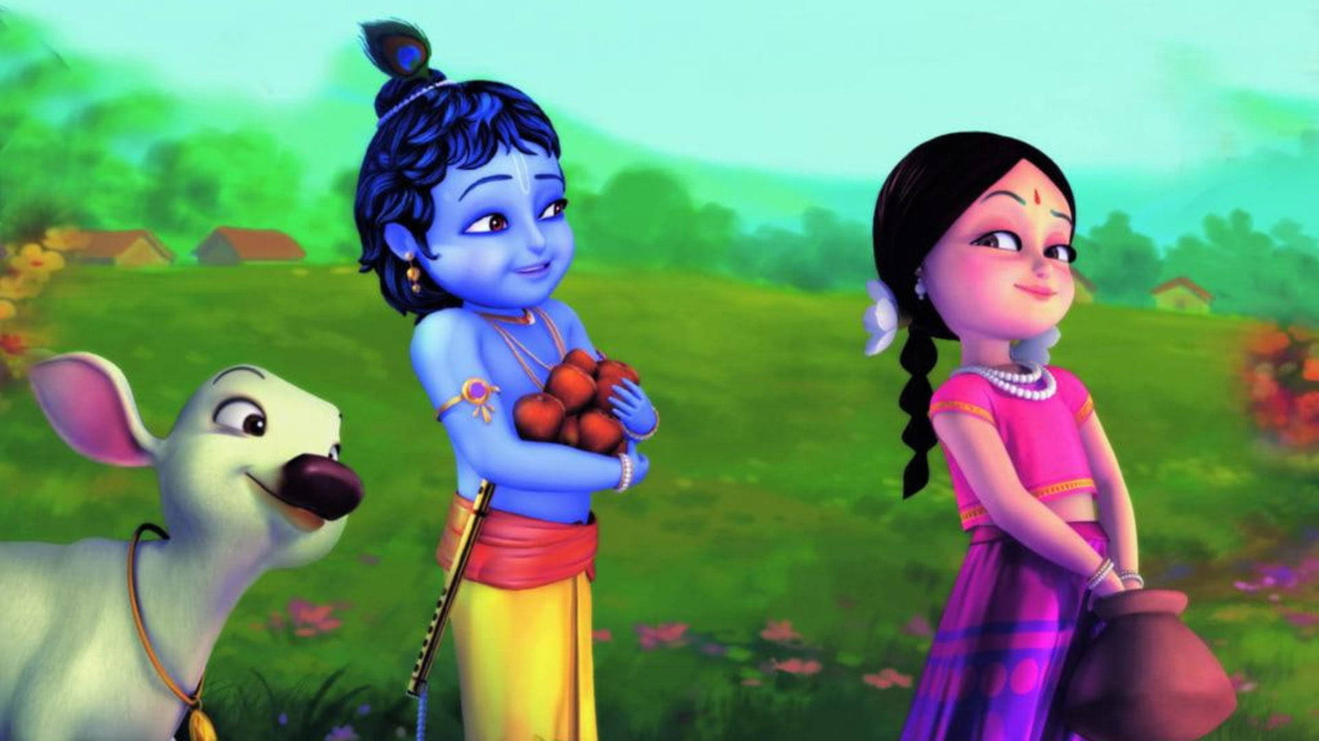Radha And Little Krishna 4k Background