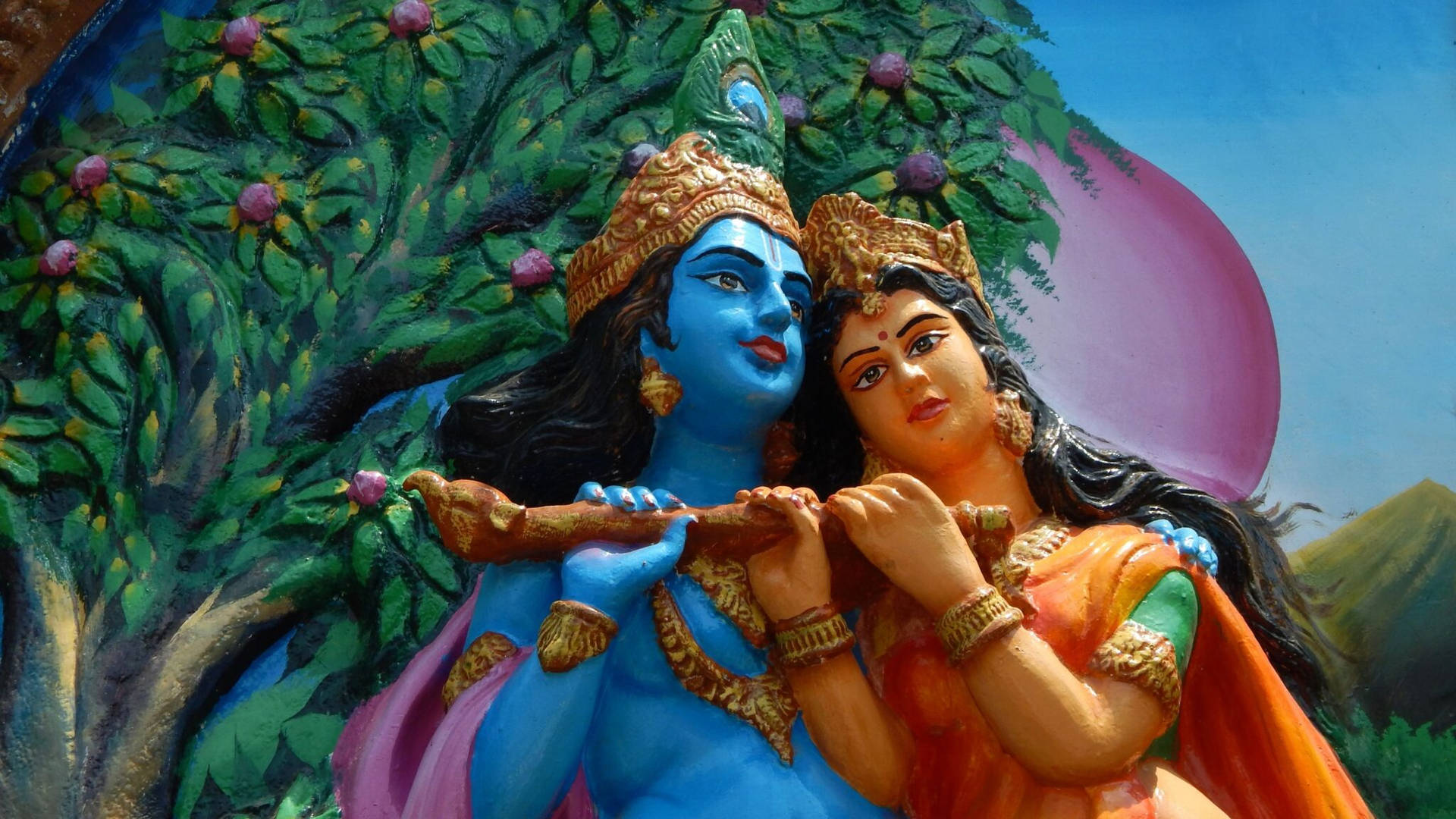 Radha-krishna Colorful Painting Background