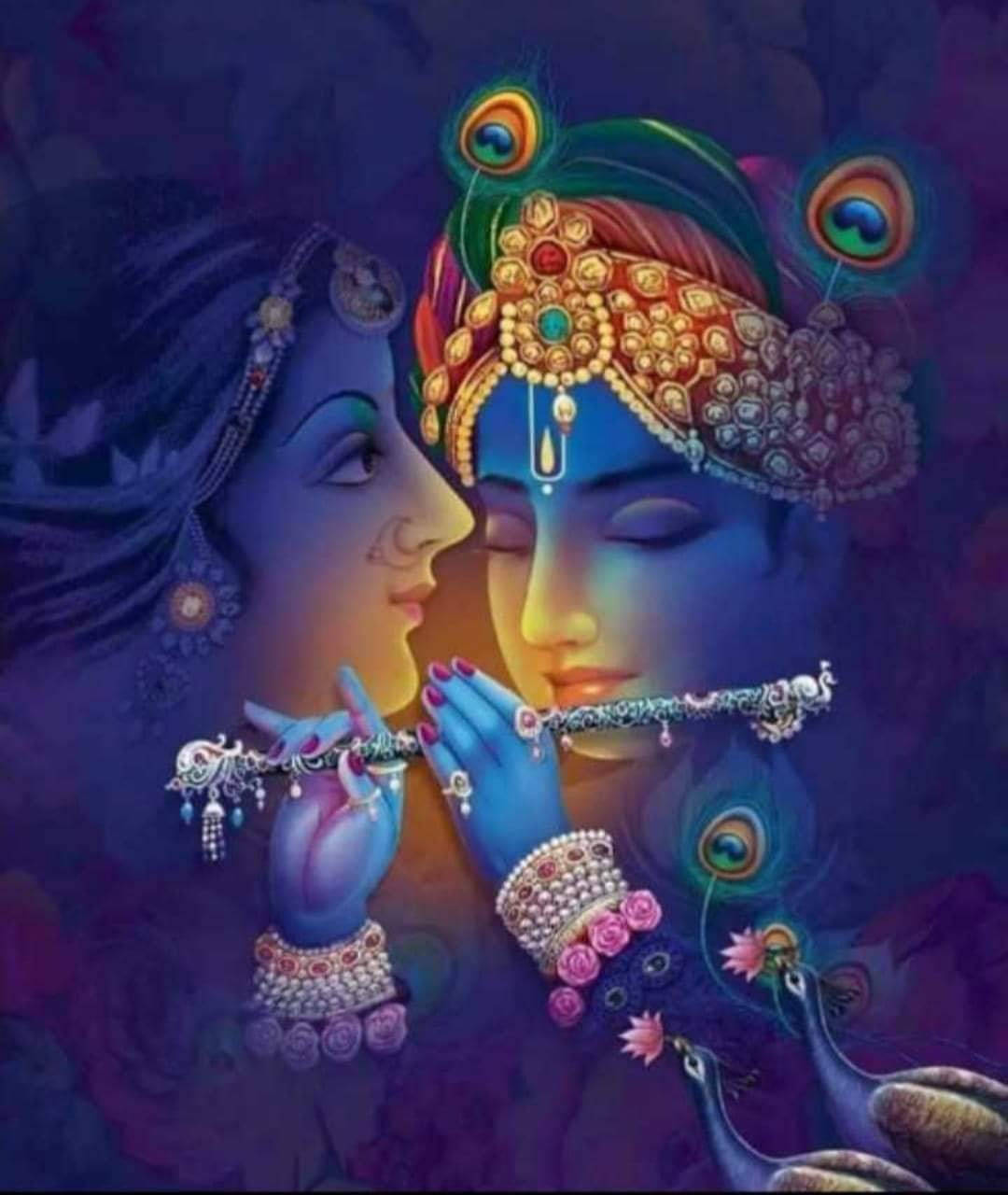 Radha-krishna Purple Art Background