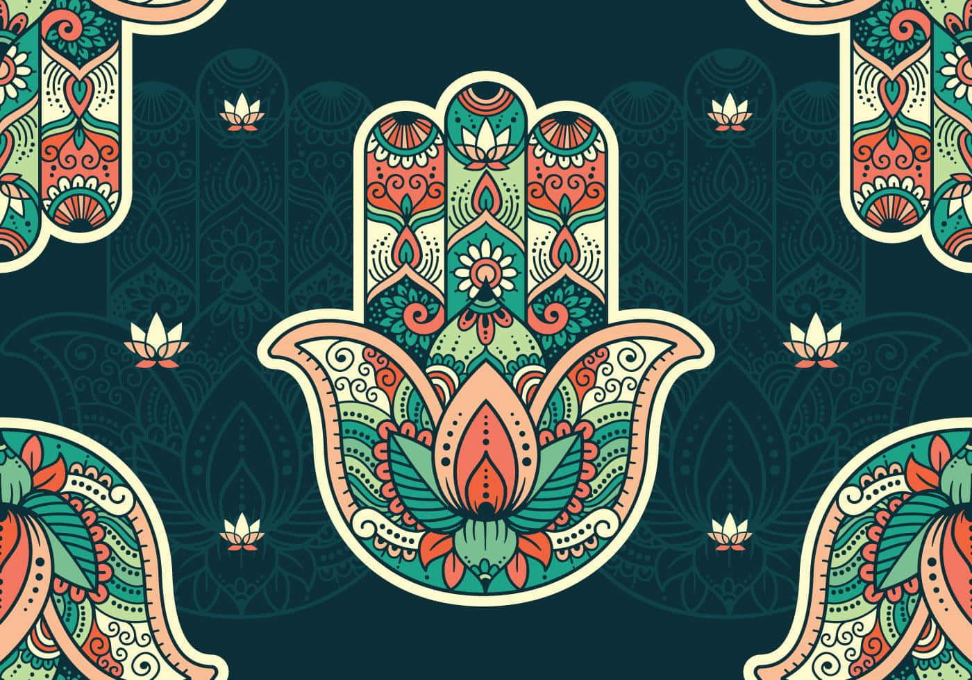 Radiant Hamsa Hand Symbol Wallpaper Background