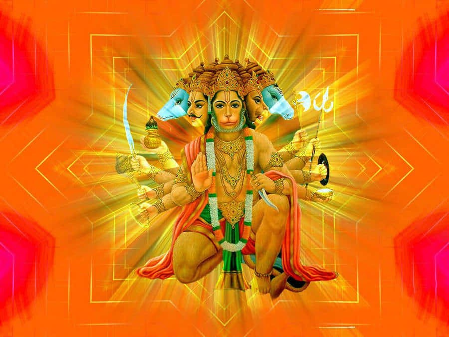 Radiant_ Lord_ Hanuman_ Multiple_ Arms Background