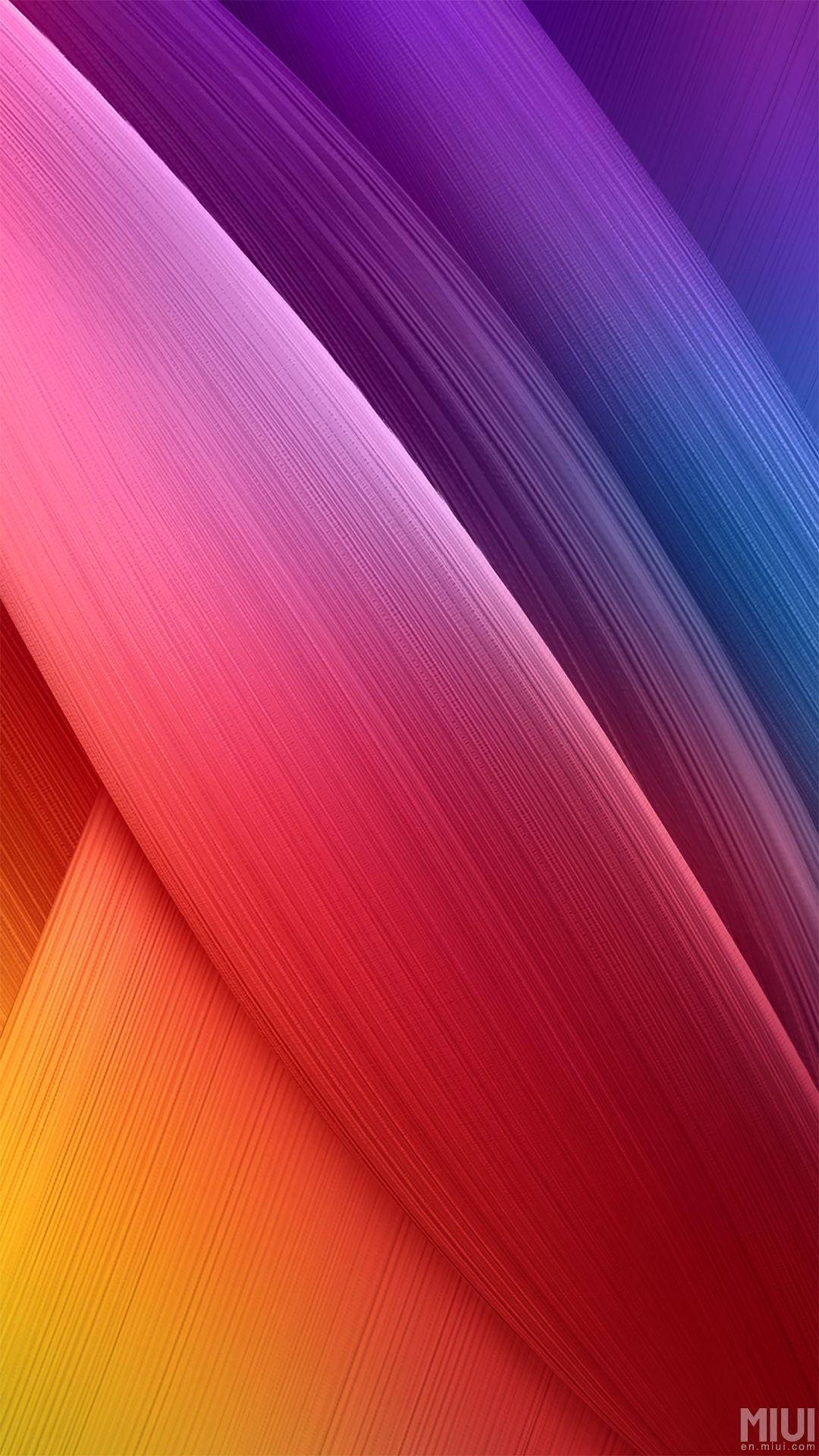 Radiant Miui Wallpaper With Purple, Orange, And Red Streaks