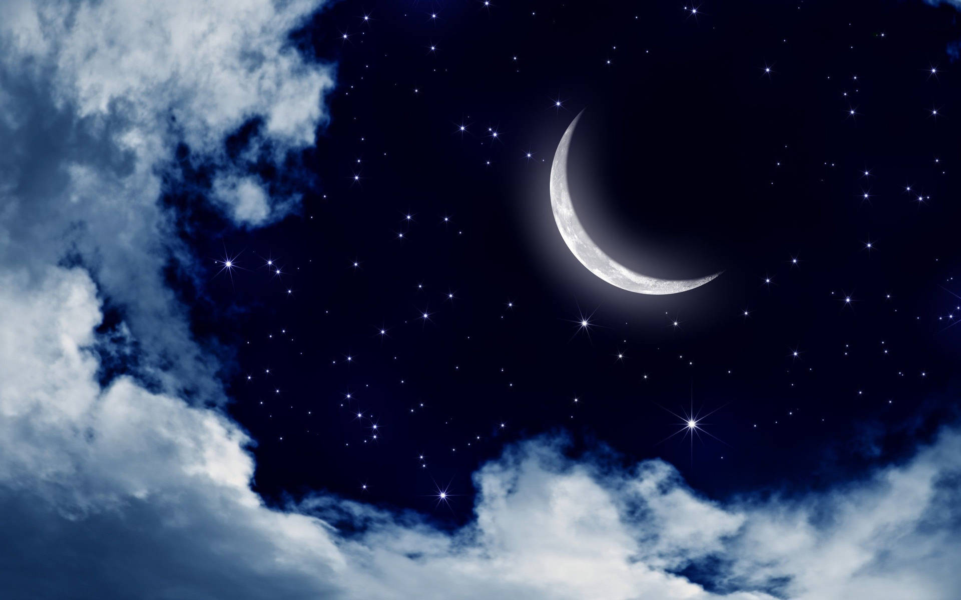 Radiant Moon And Stars Background