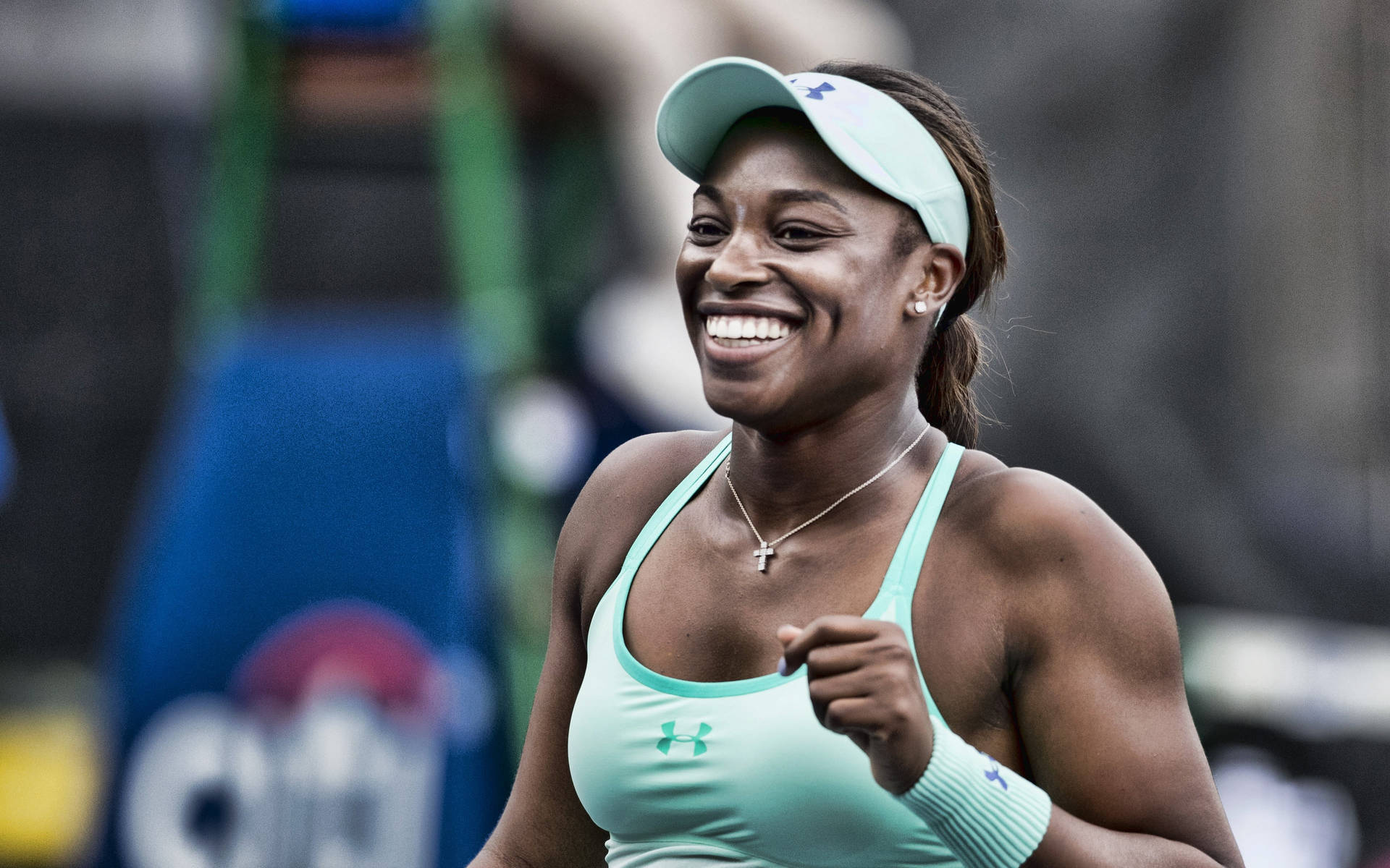 Radiant Sloane Stephens In Green Outfit Background