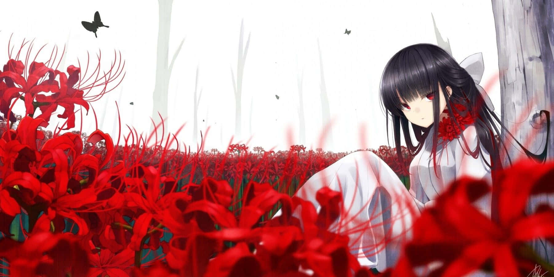 Radiating Beauty - Anime Flower Background