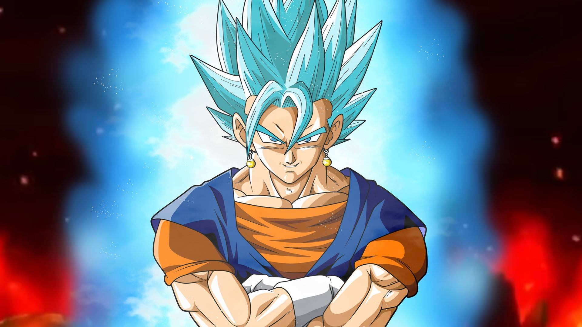 Radiating Blue-haired Vegito Background