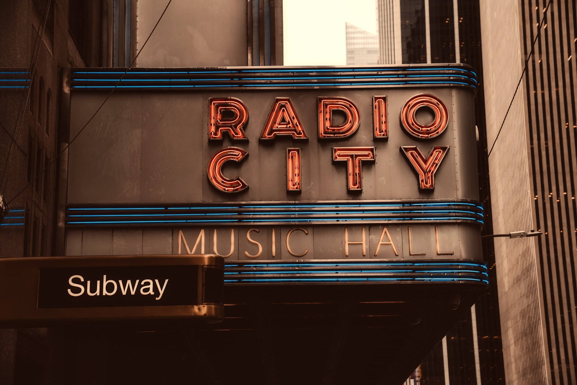 Radio City Neon Sign In Daylight