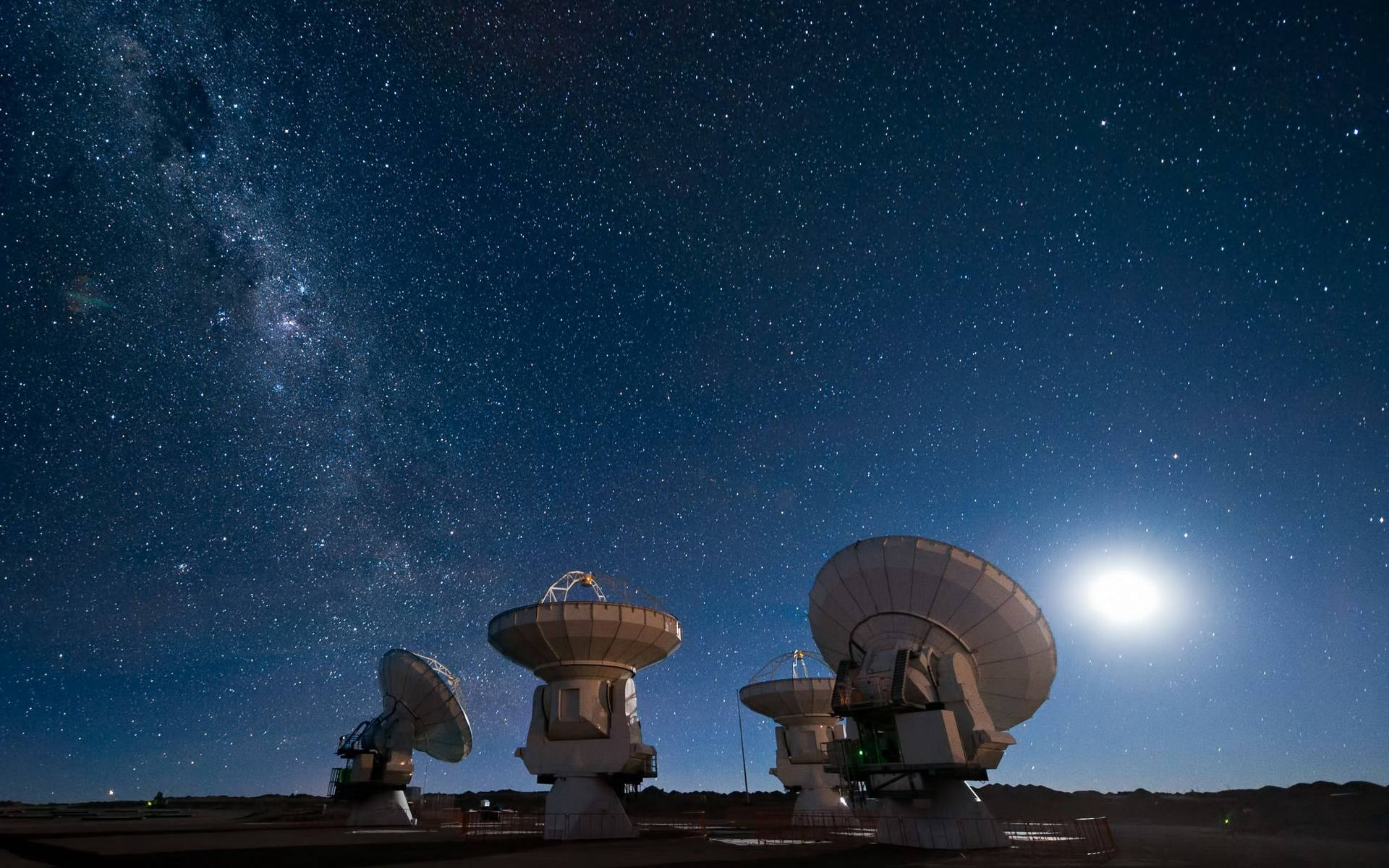 Radio Telescope Under A Starry Sky Background