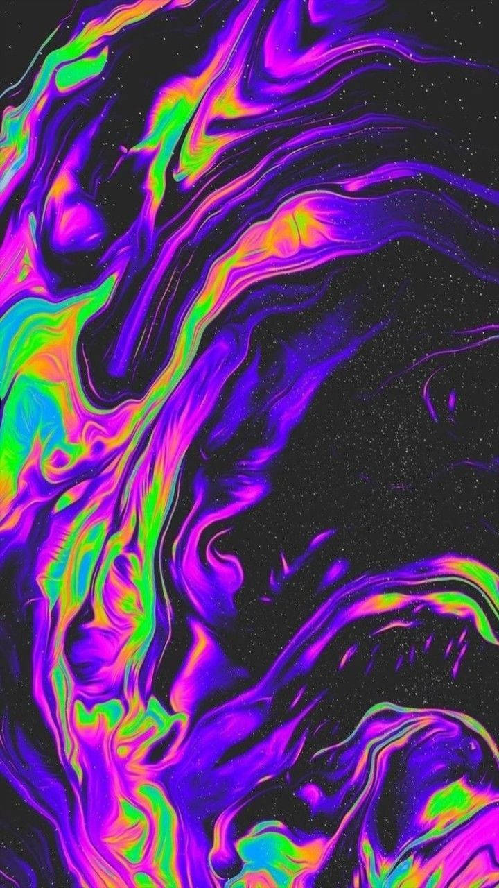 Radioactive Green, Black And Purple Aesthetic Background