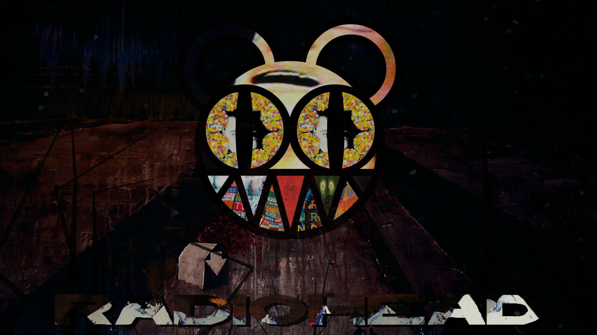 Radiohead Colored Bear Head Background