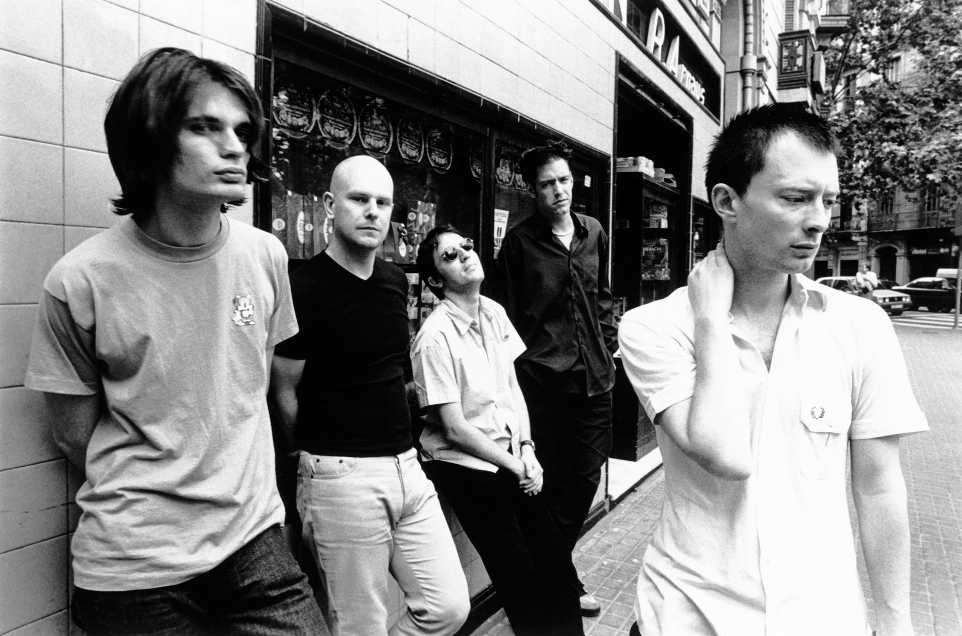 Radiohead Rock Band Black And White Background