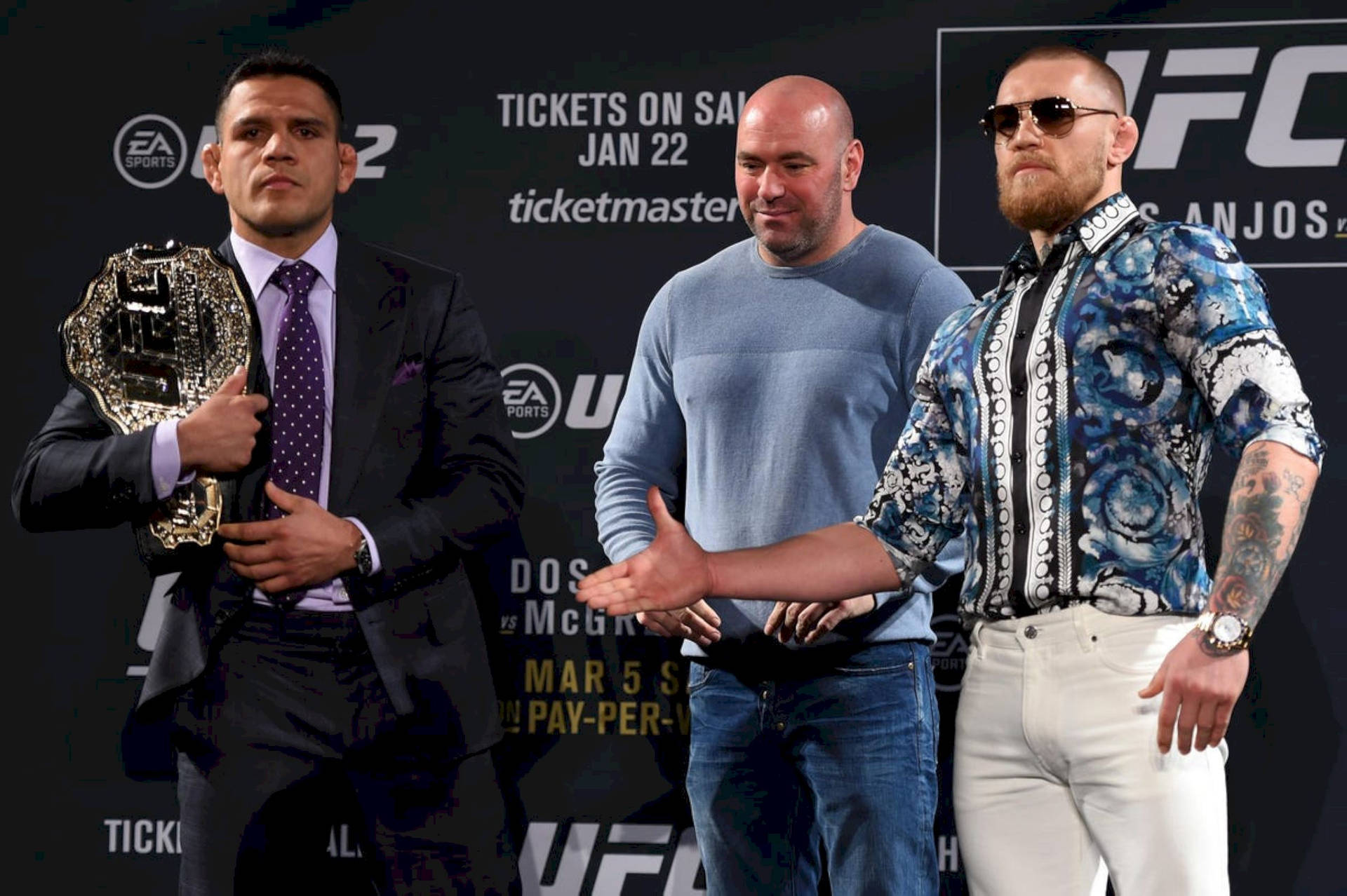 Rafael Dos Anjos And Conor Mcgregor Handshake Background