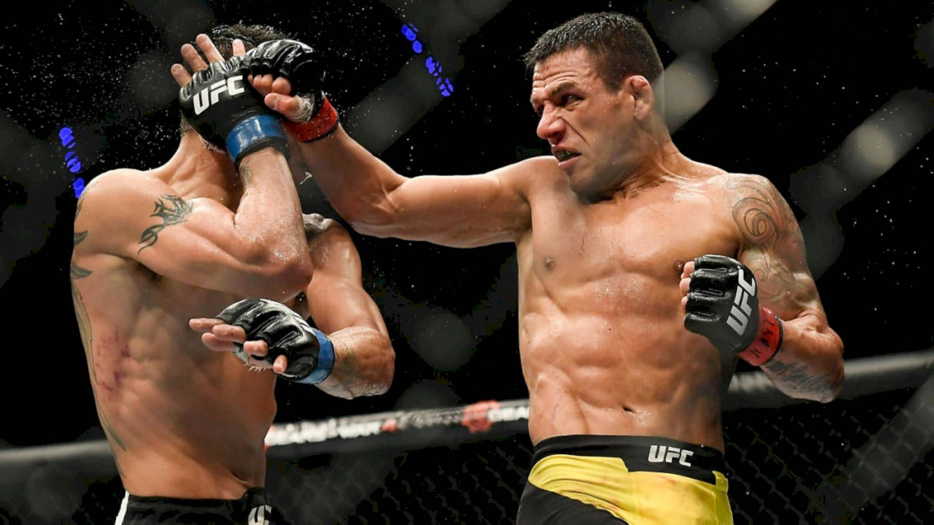 Rafael Dos Anjos Punching Rafael Fiziev Background