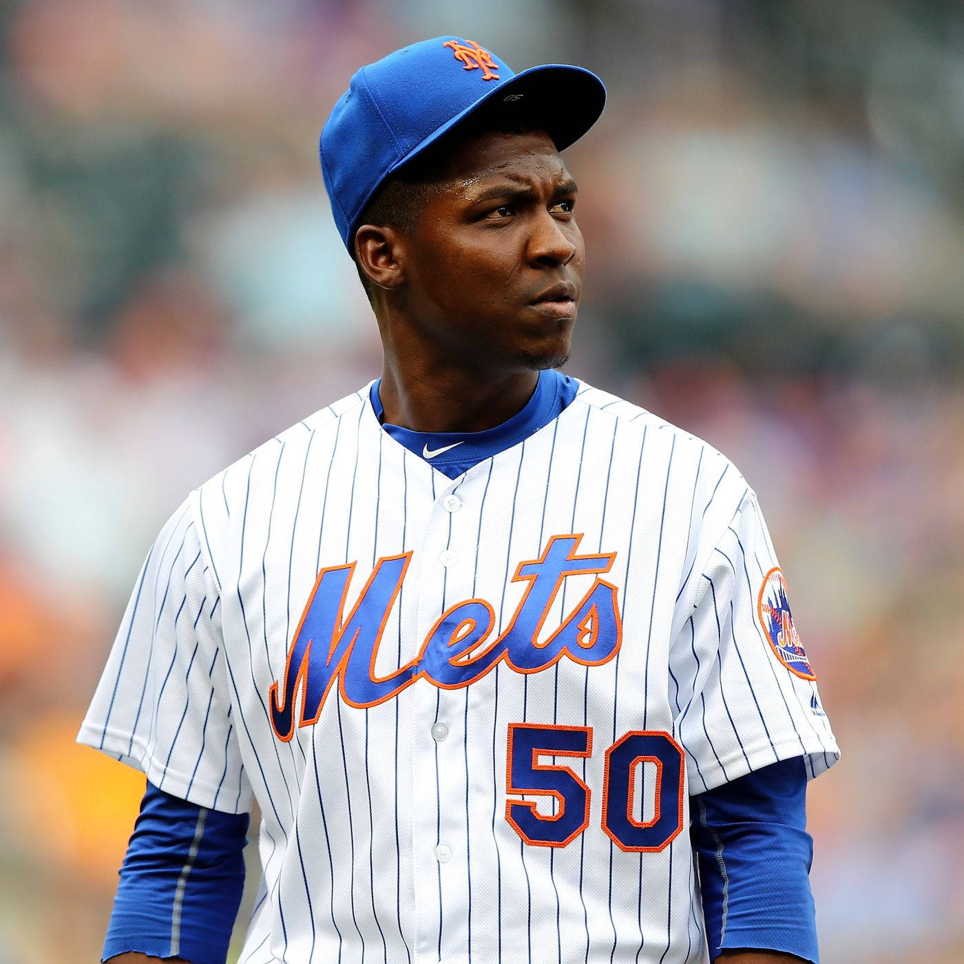 Rafael Montero Wearing Blue Cap Background