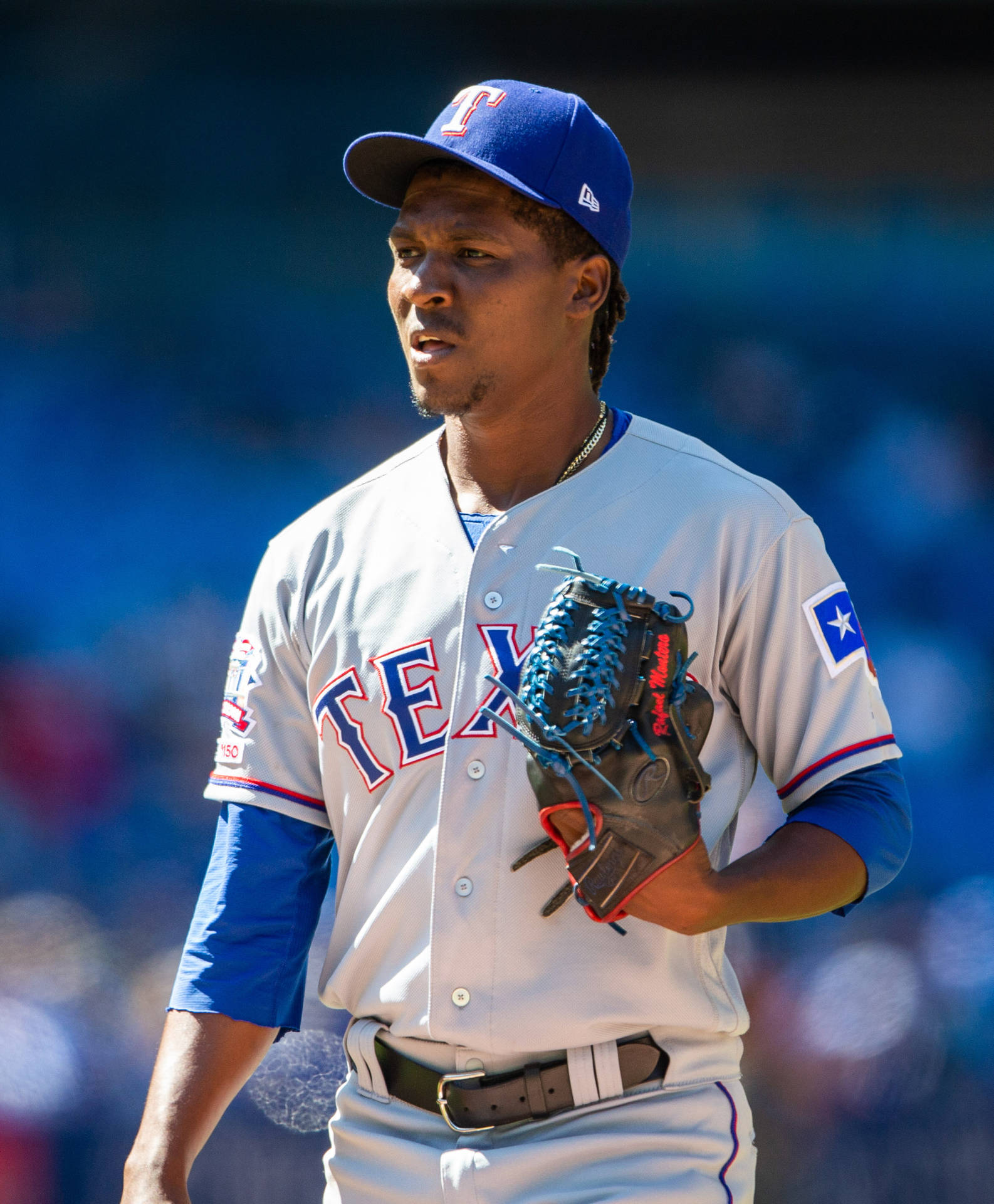 Rafael Montero Wearing Texas Rangers Uniform Background