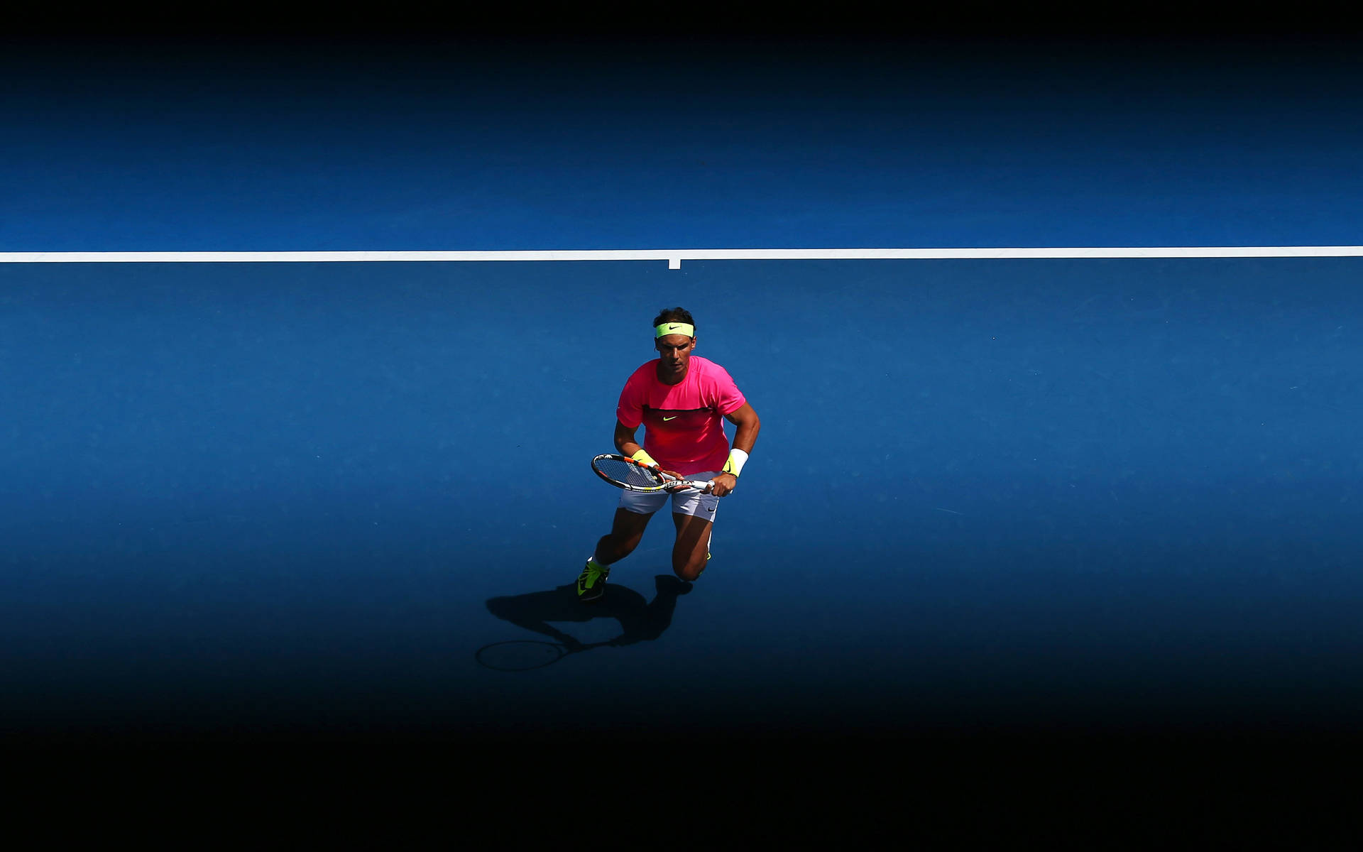 Rafael Nadal Running At Empty Court Background