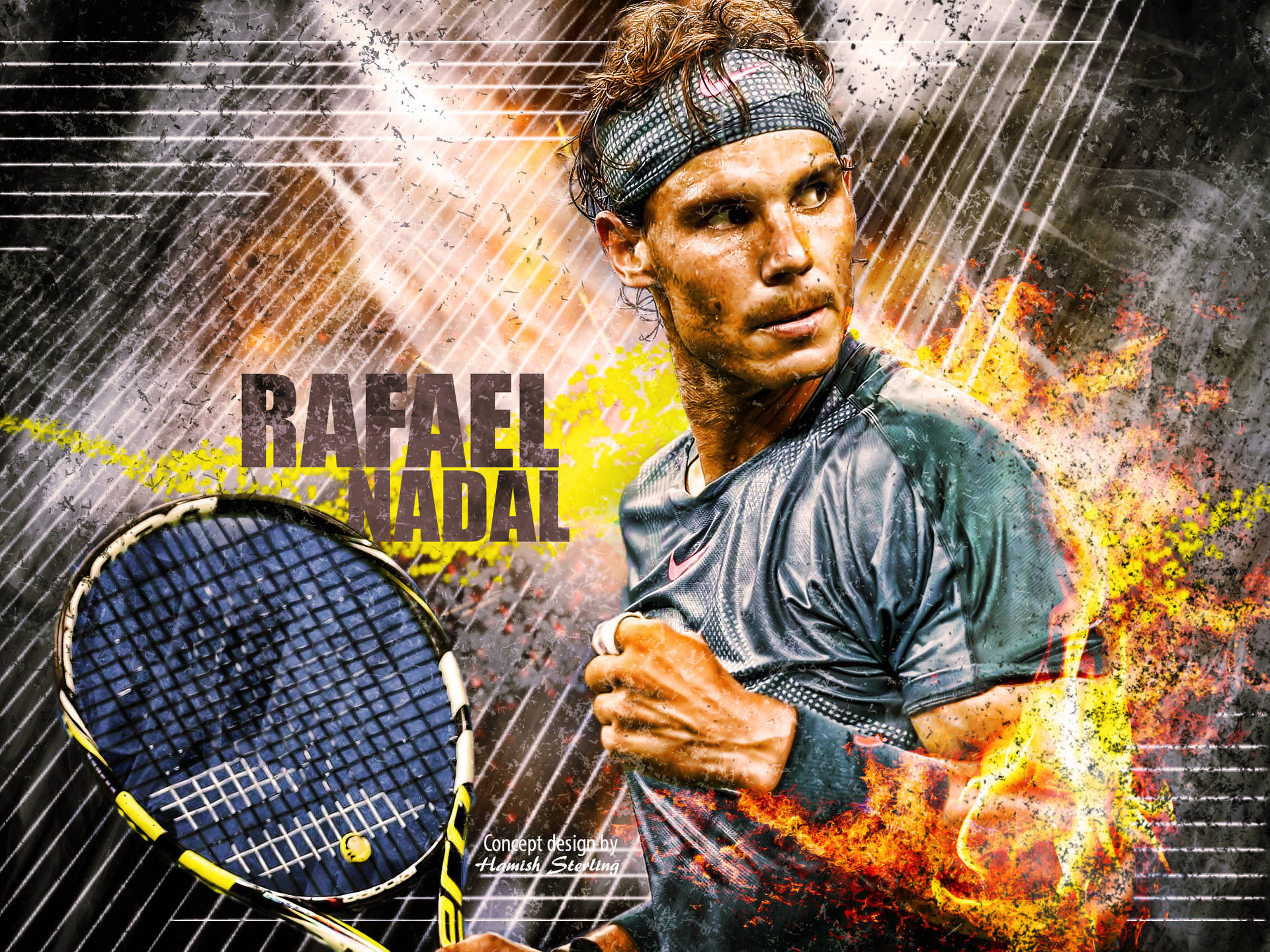 Rafael Nadal With Blazing Effects Background