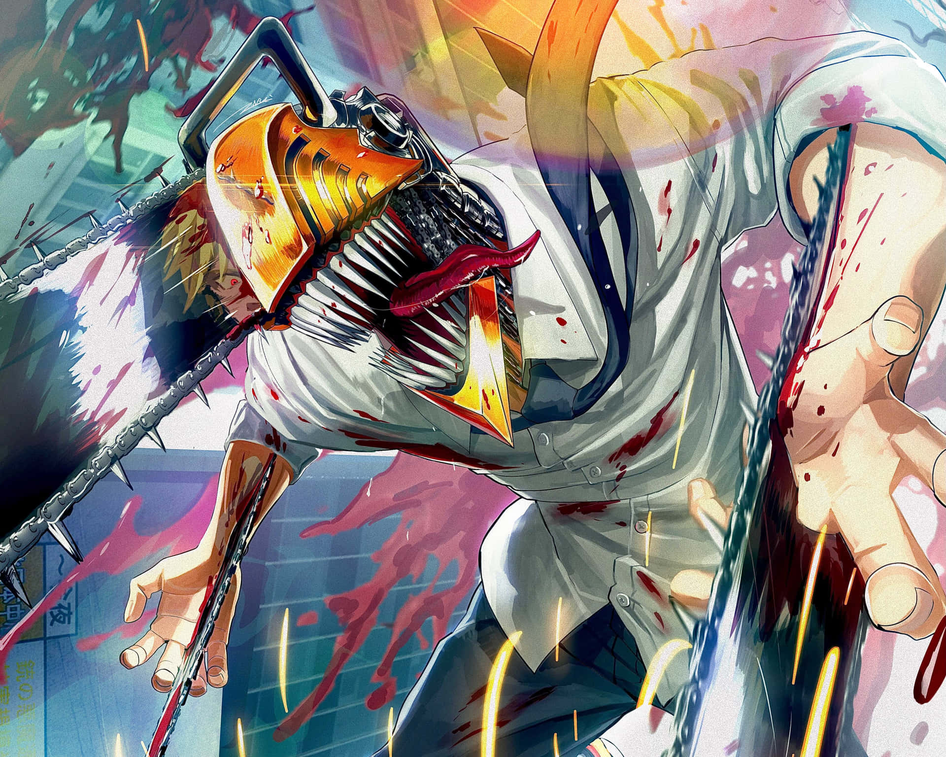 Raging Chainsaw Man Pfp Background