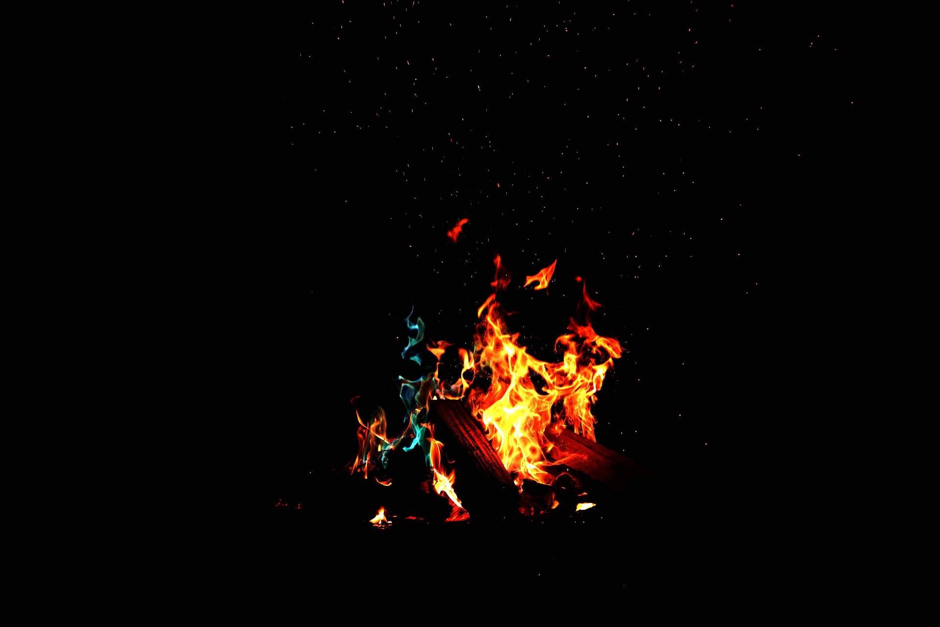 Raging Fire On Black Desktop Background