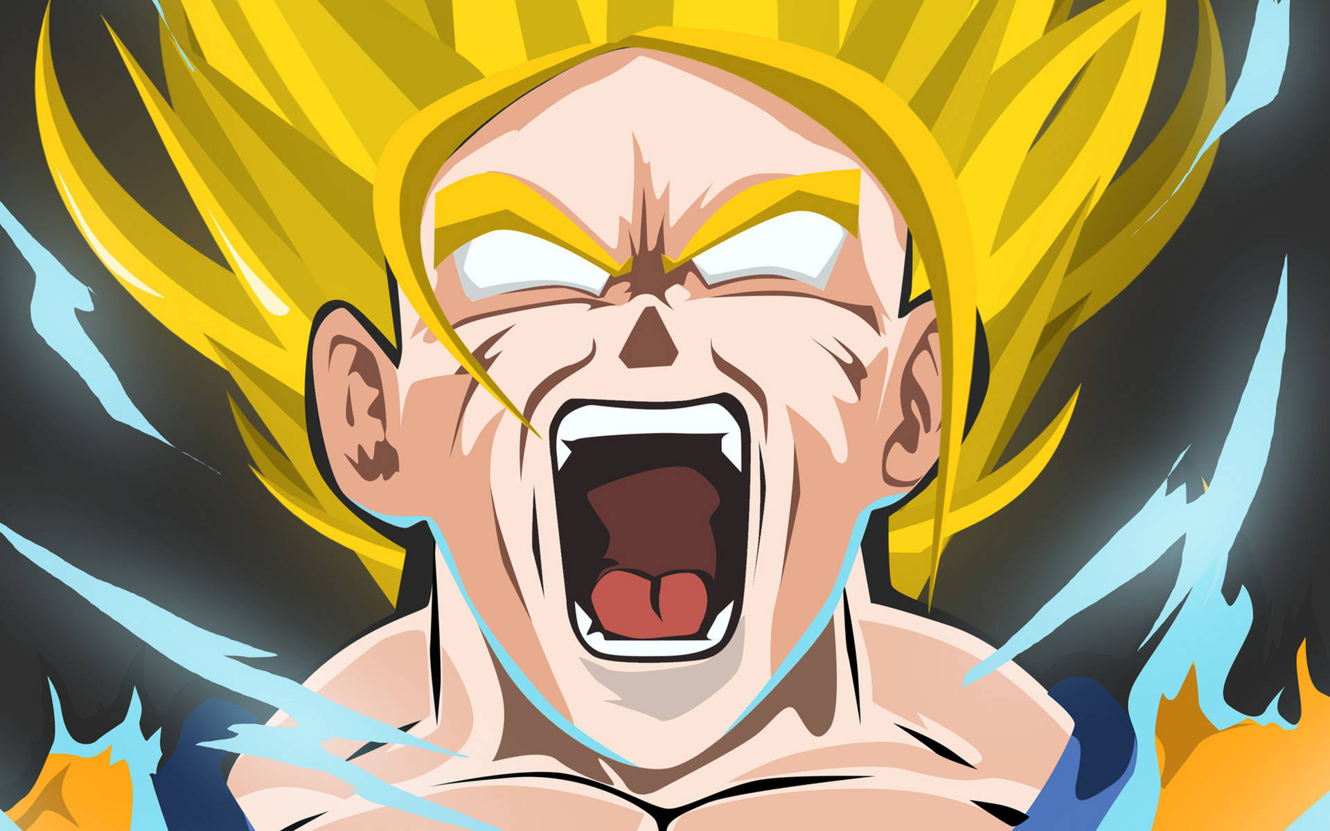Raging Goku Super Saiyan 2 White Eyes Background