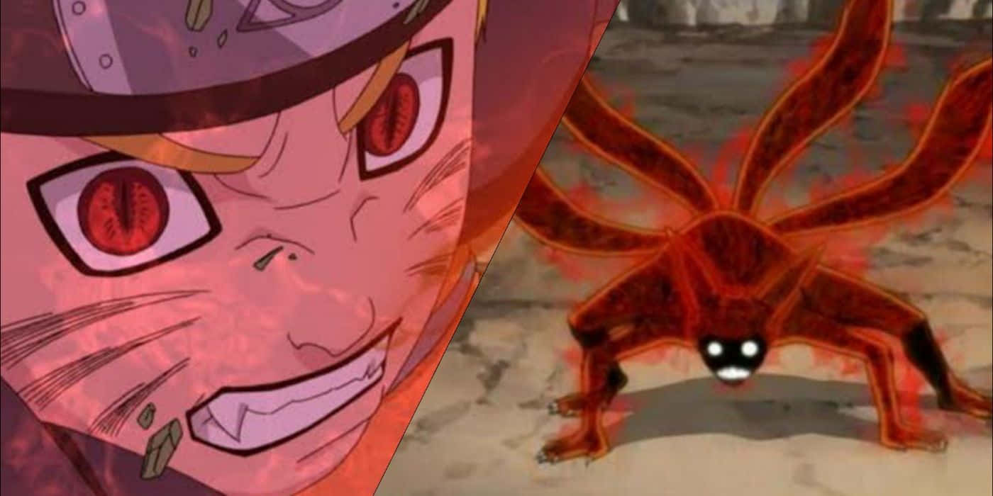 Raging Naruto Nine Tails In Battle Background