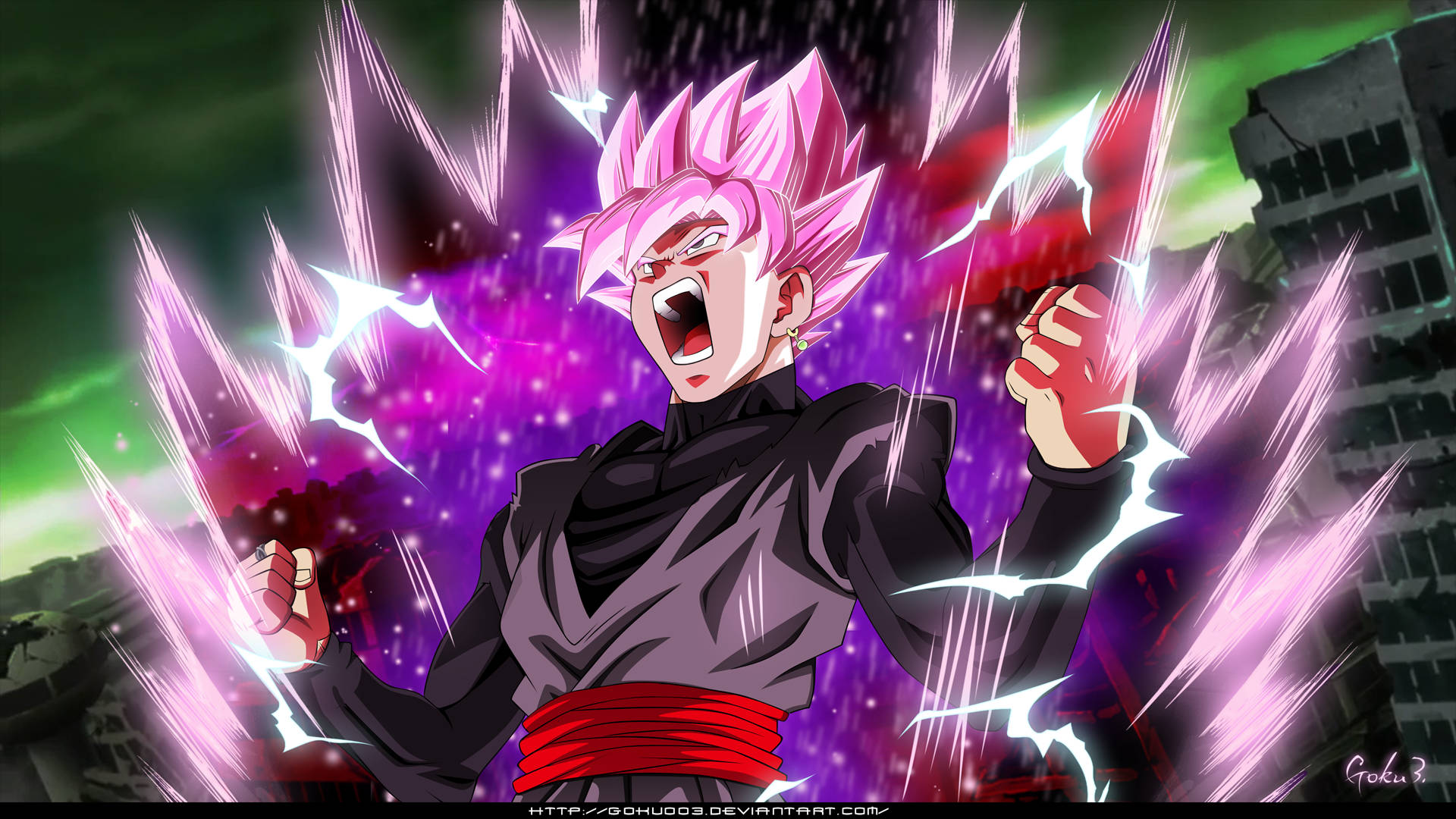 Raging Super Saiyan Rose Black Goku Background