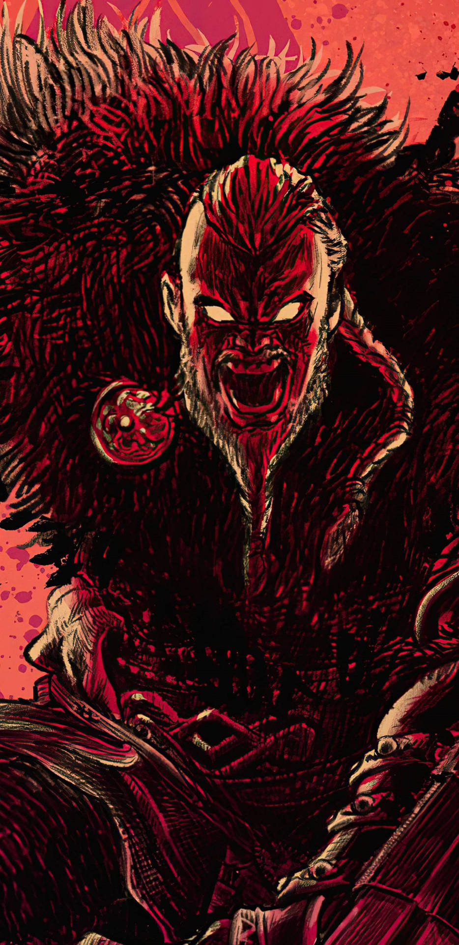 Ragnar Lothbrok 4k Red Aesthetic Portrait Background