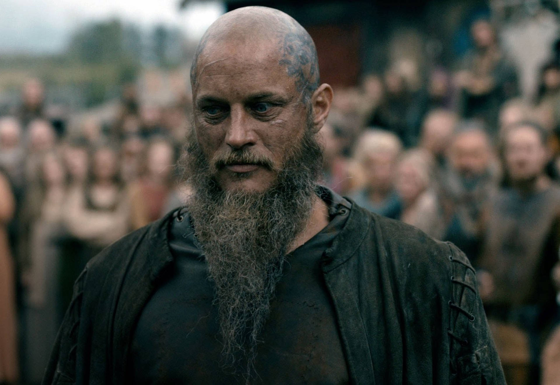 Ragnar Lothbrok 4k Vikings Tattooed Head Background
