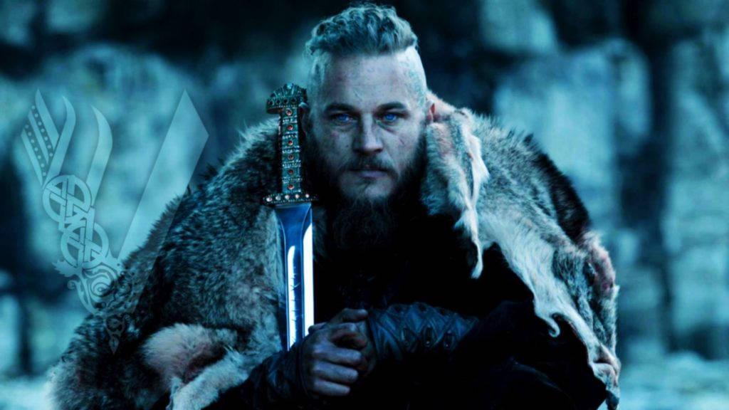 Ragnar Seated With Sword Vikings Background