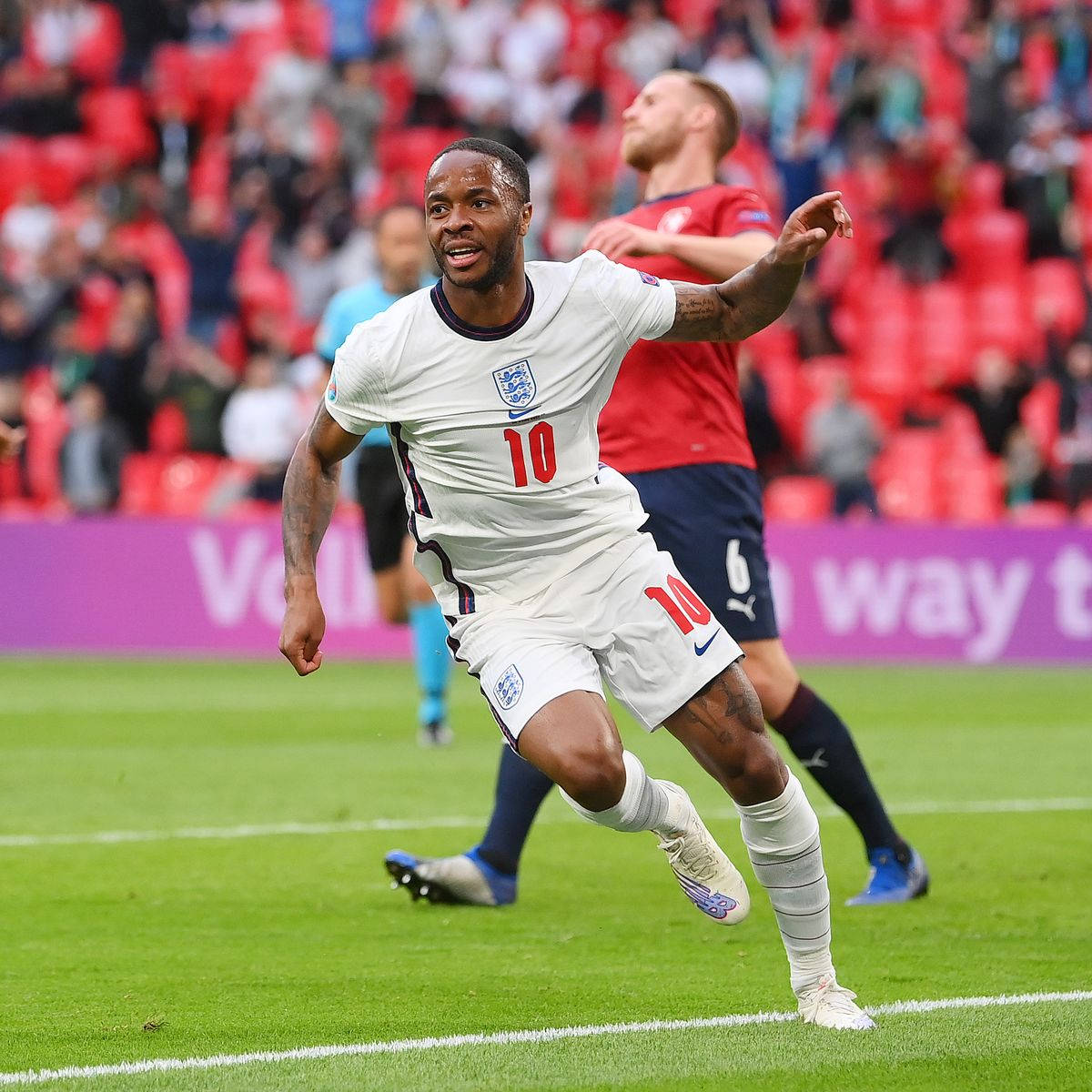 Raheem Sterling Chasing Ball Background