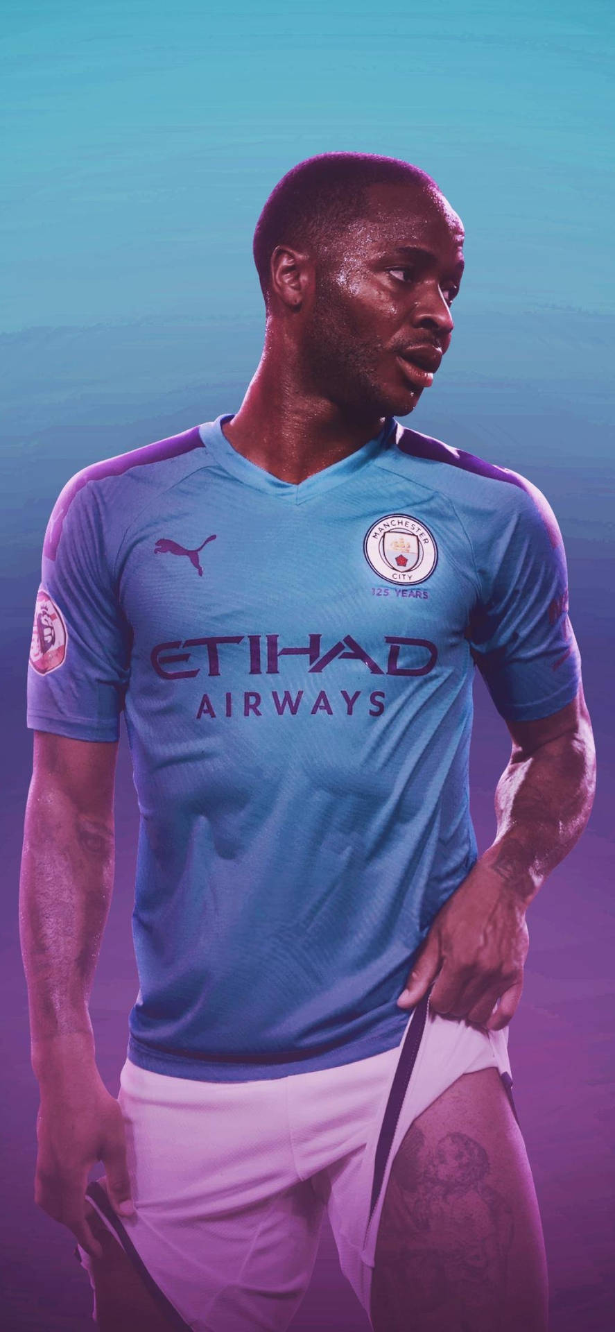 Raheem Sterling In Gradient Colors Background