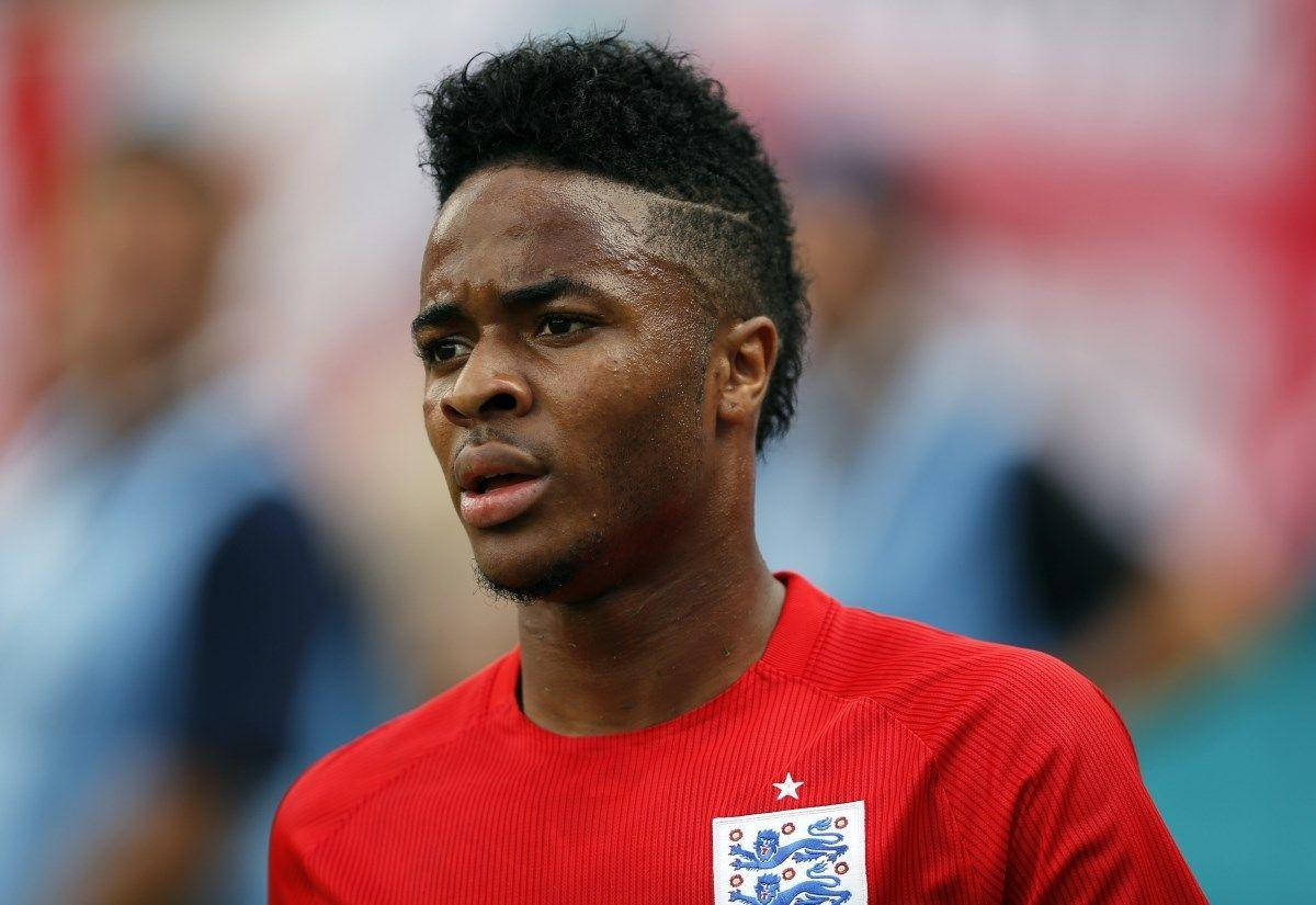 Raheem Sterling In Red Jersey Background