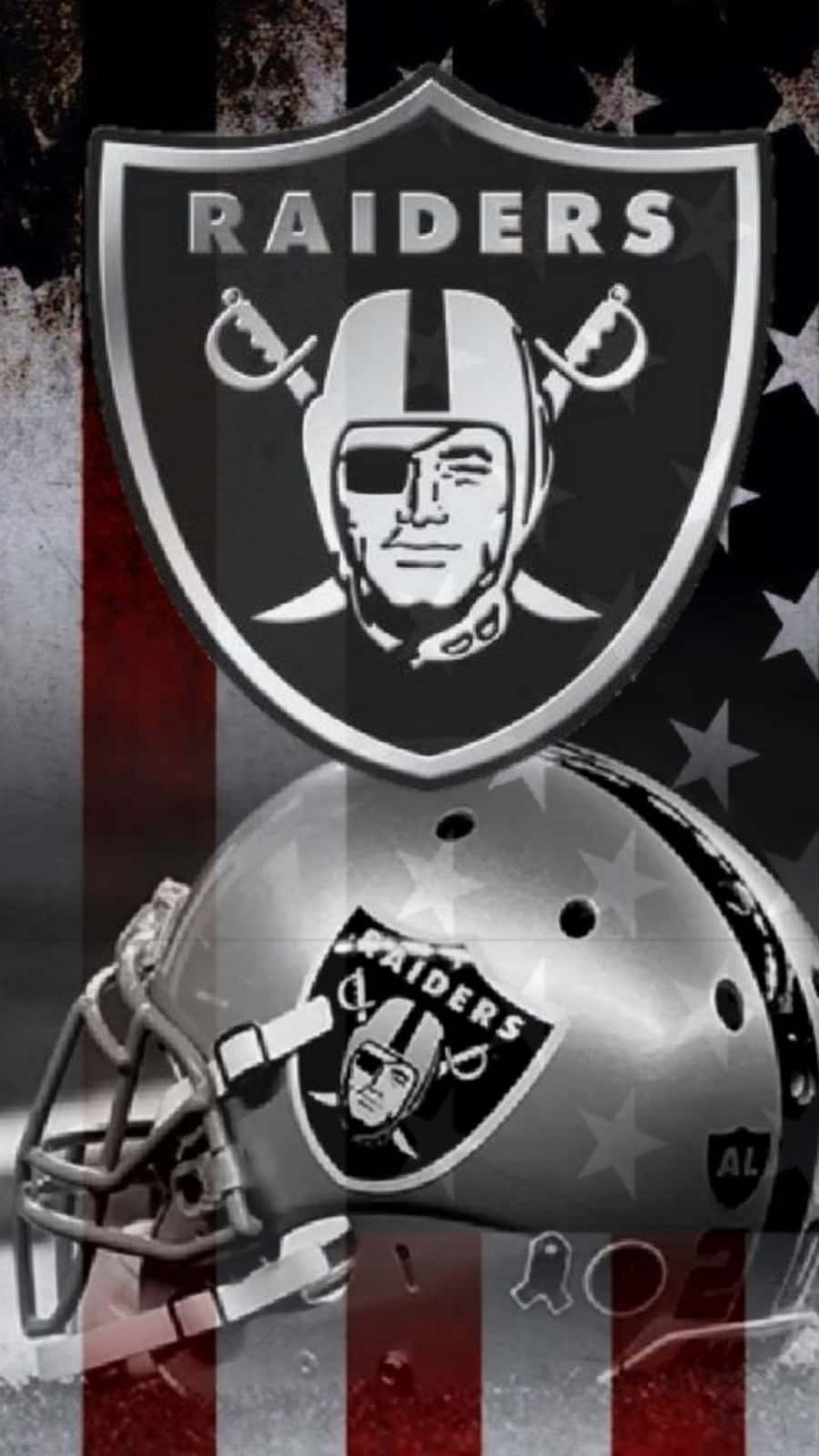 Raiders Logo On Silver Football Helmet Background