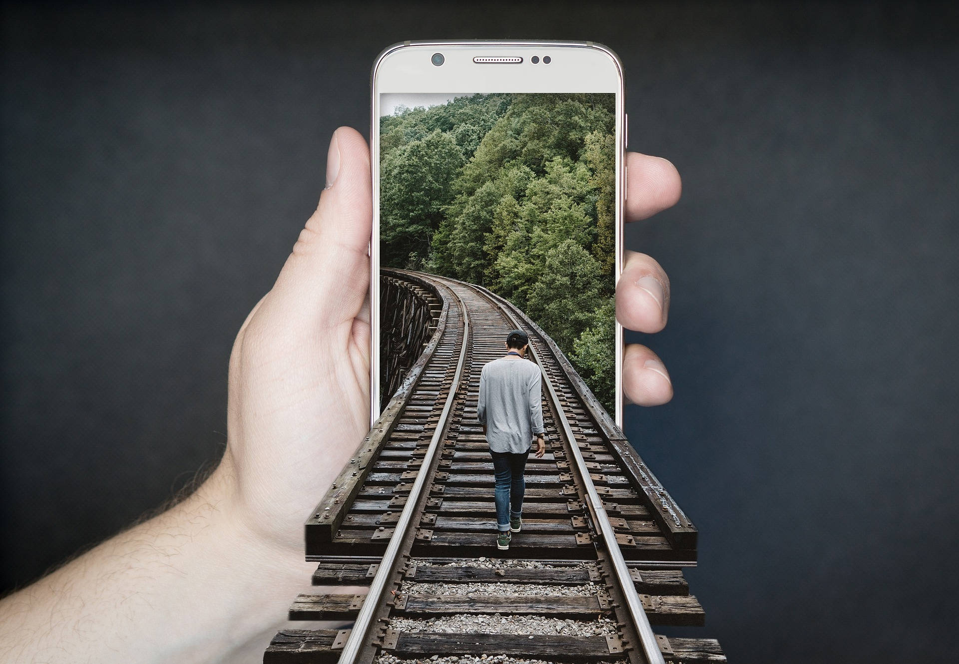 Railway Entering A Mobile Phone Background