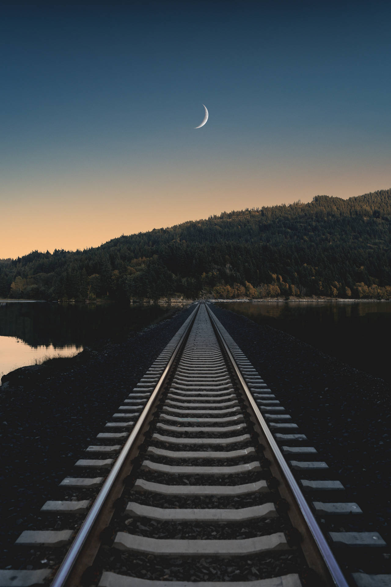 Railway To Crescent Moon Background