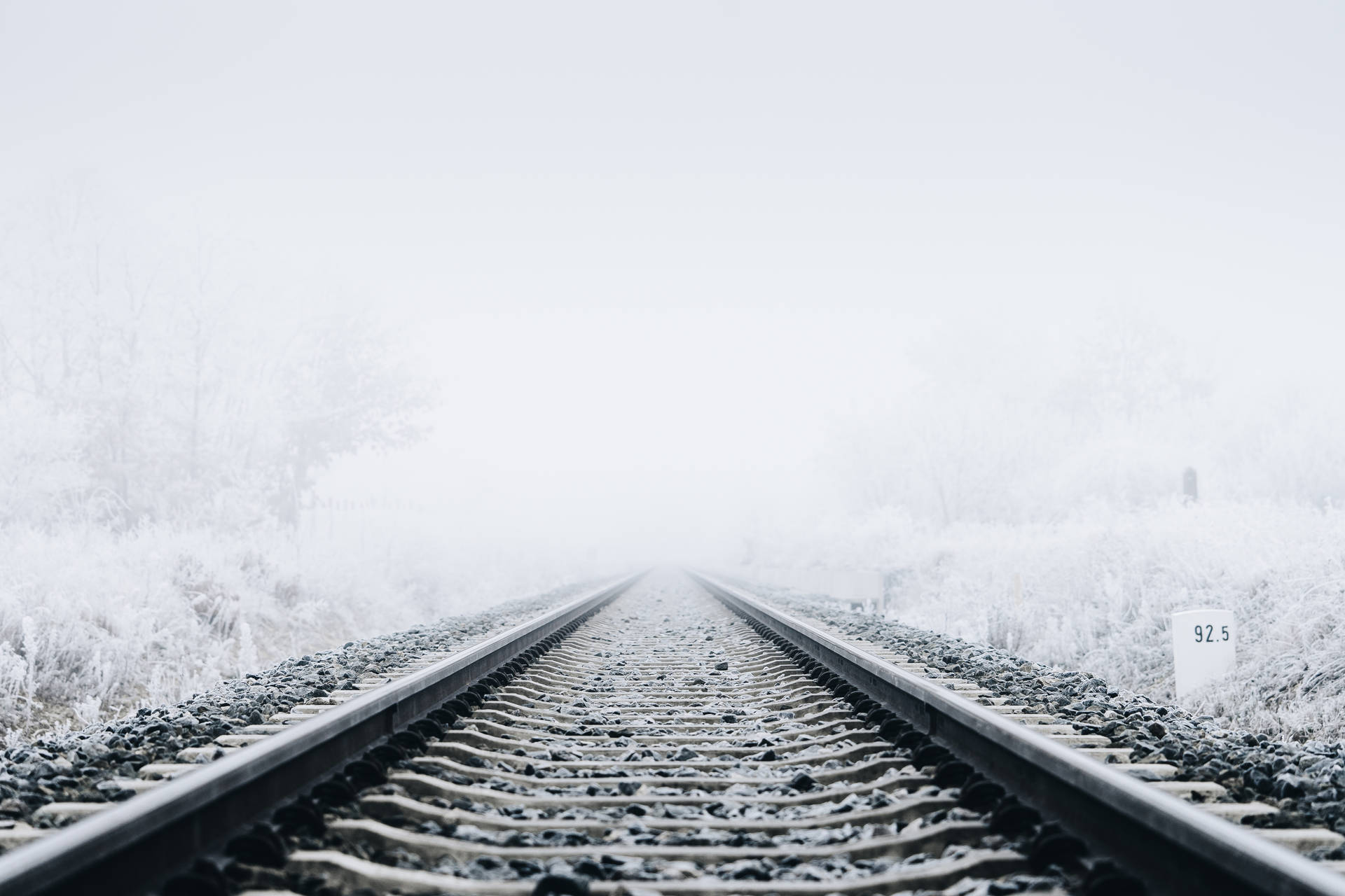 Railway Tracks Winter Desktop Background