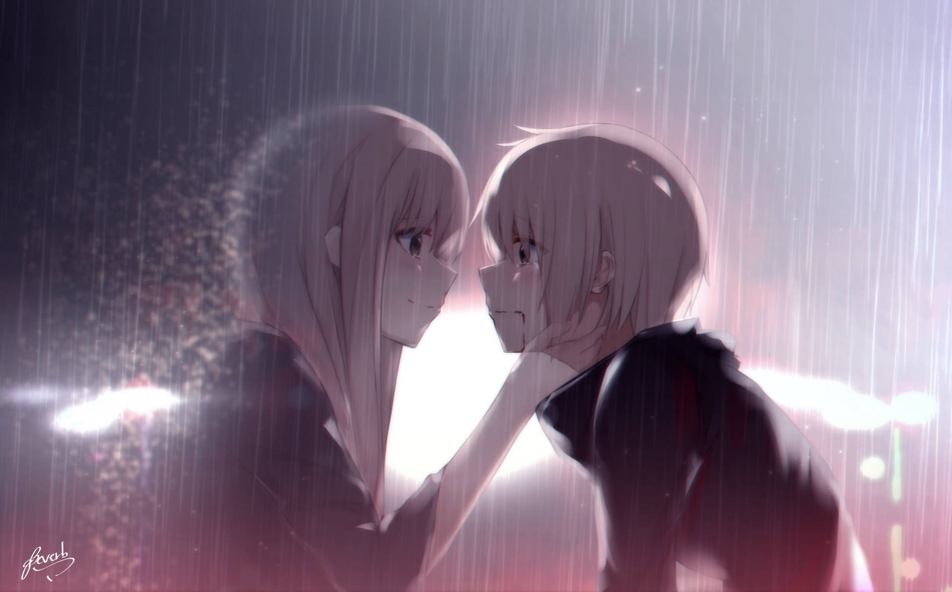 Rain Couple Anime Background