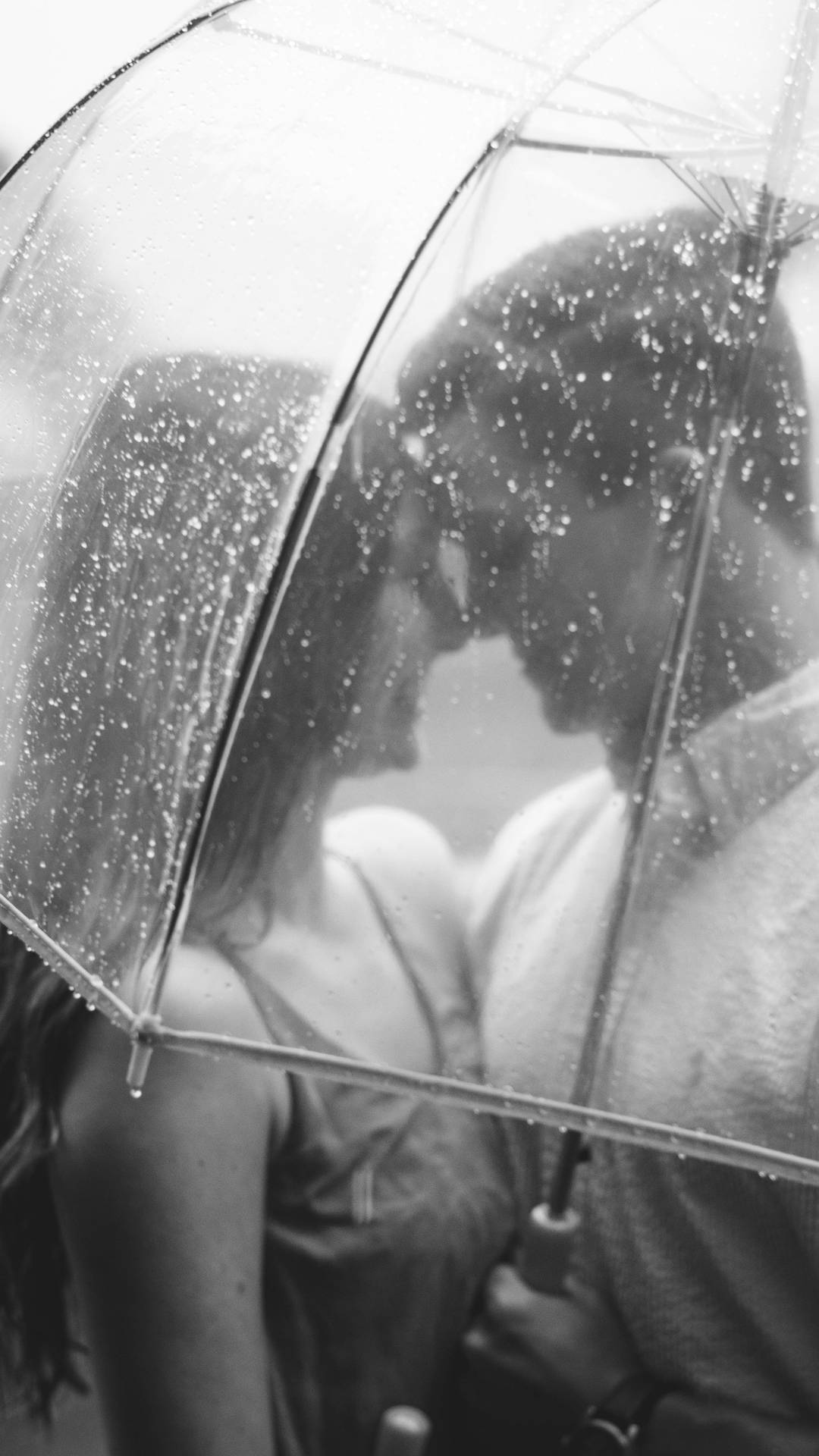 Rain Couple Clear Umbrella Background