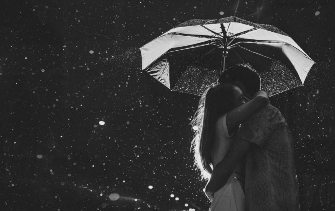 Rain Couple Hugging Background