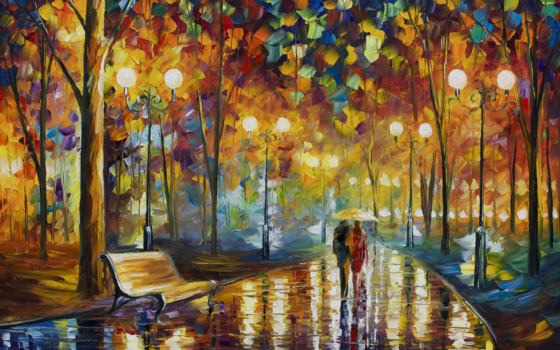 Rain Couple Painting