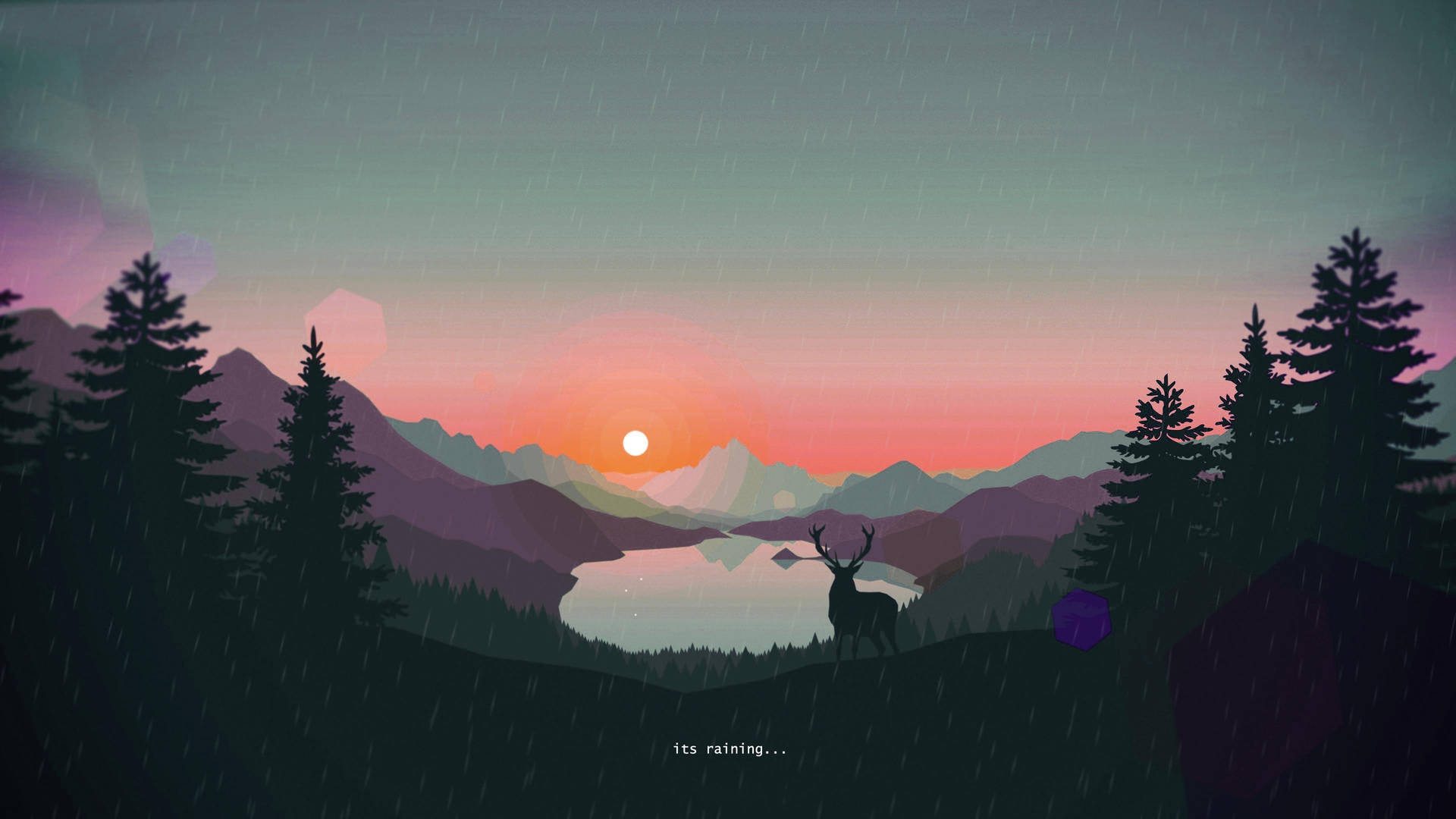 Rain Nature Deer Artwork Background