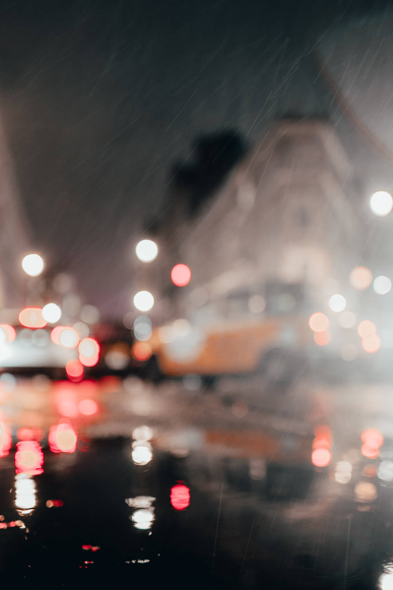 Rain On A Busy Road Bokeh Background