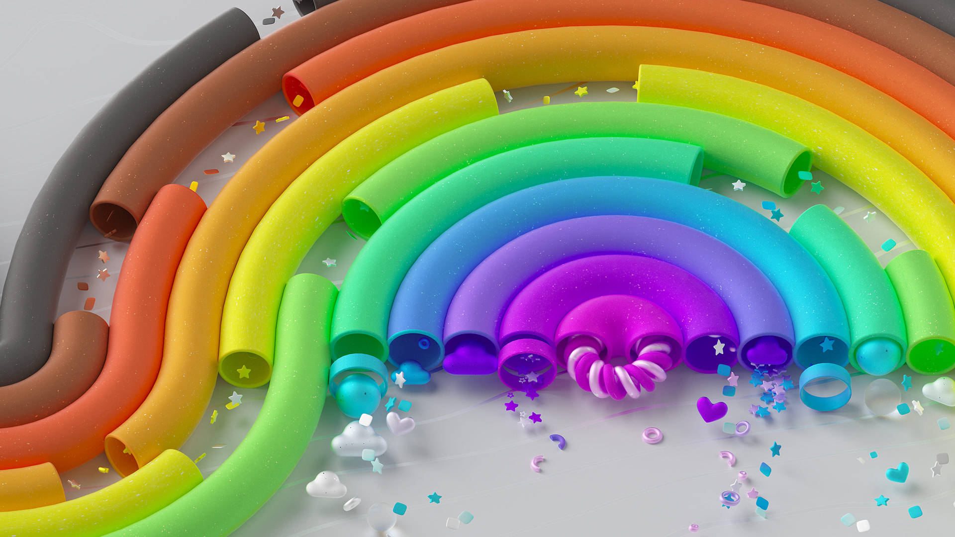 Rainbow Aesthetic Curved Pipes Background