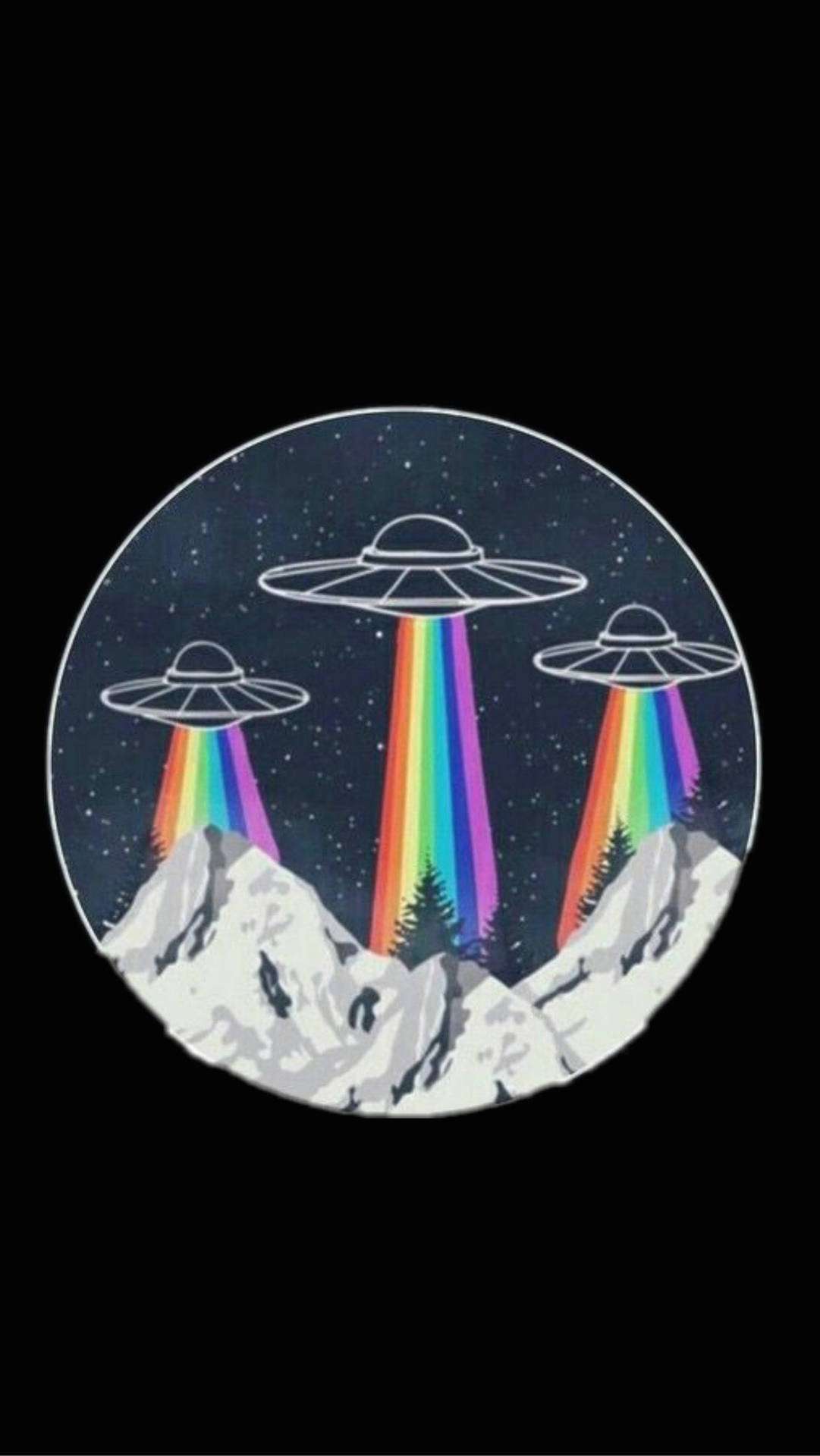 Rainbow Alien Spaceship Background
