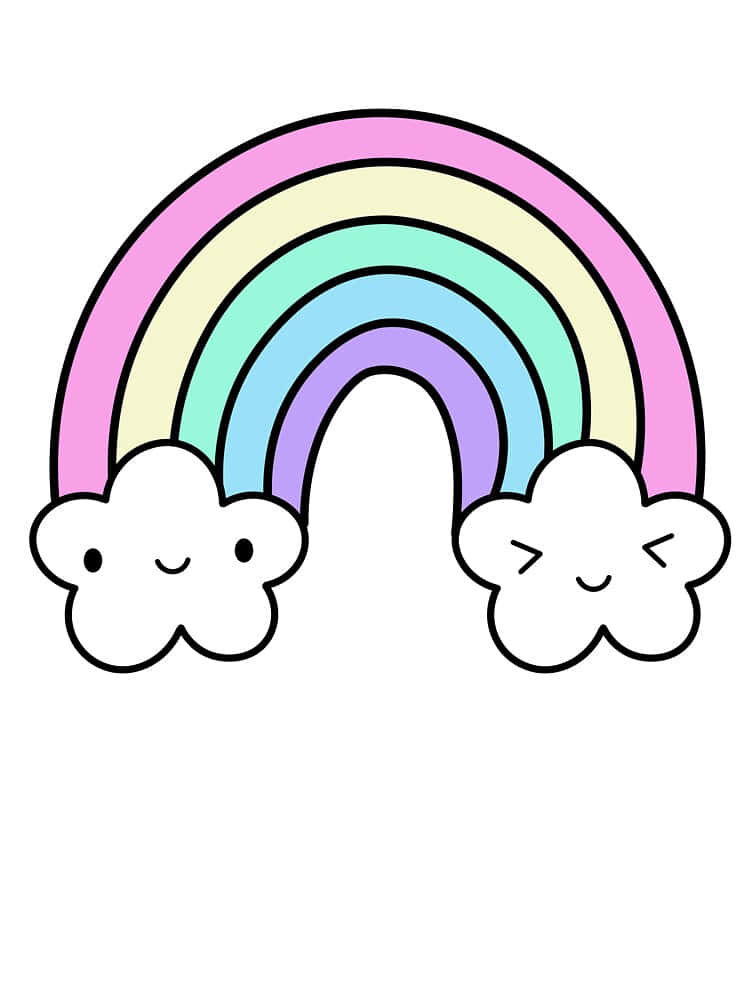 Rainbow And Clouds On A White Background Background