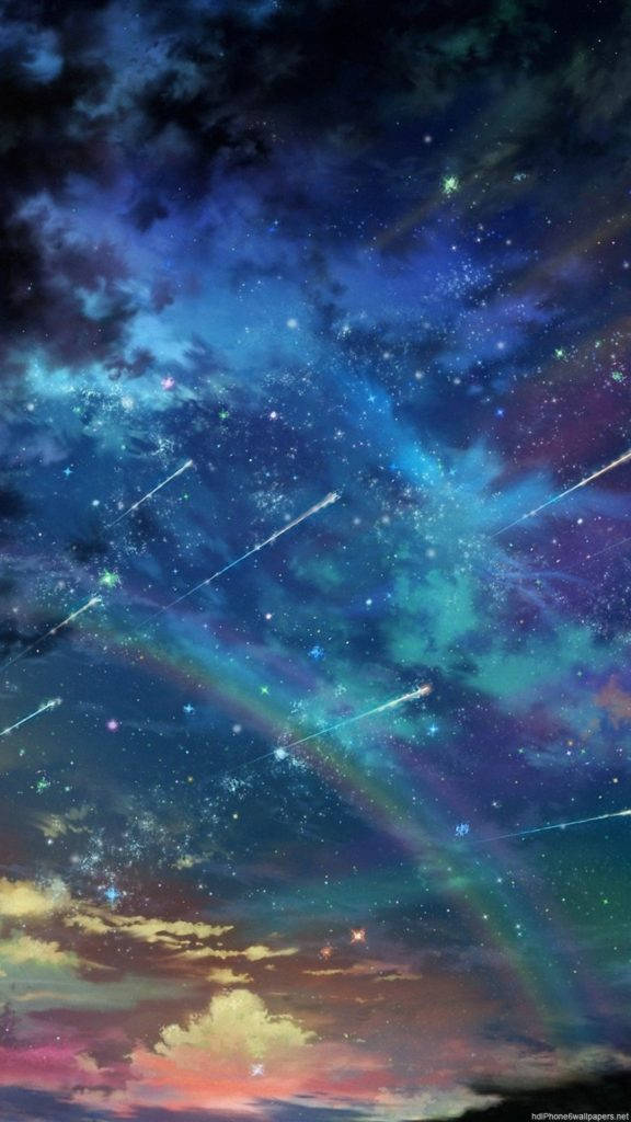 Rainbow And Shooting Stars Space Iphone Background