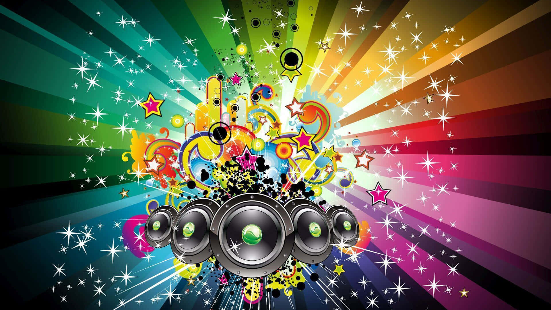 Rainbow And Star Music Speakers Digital Artwork